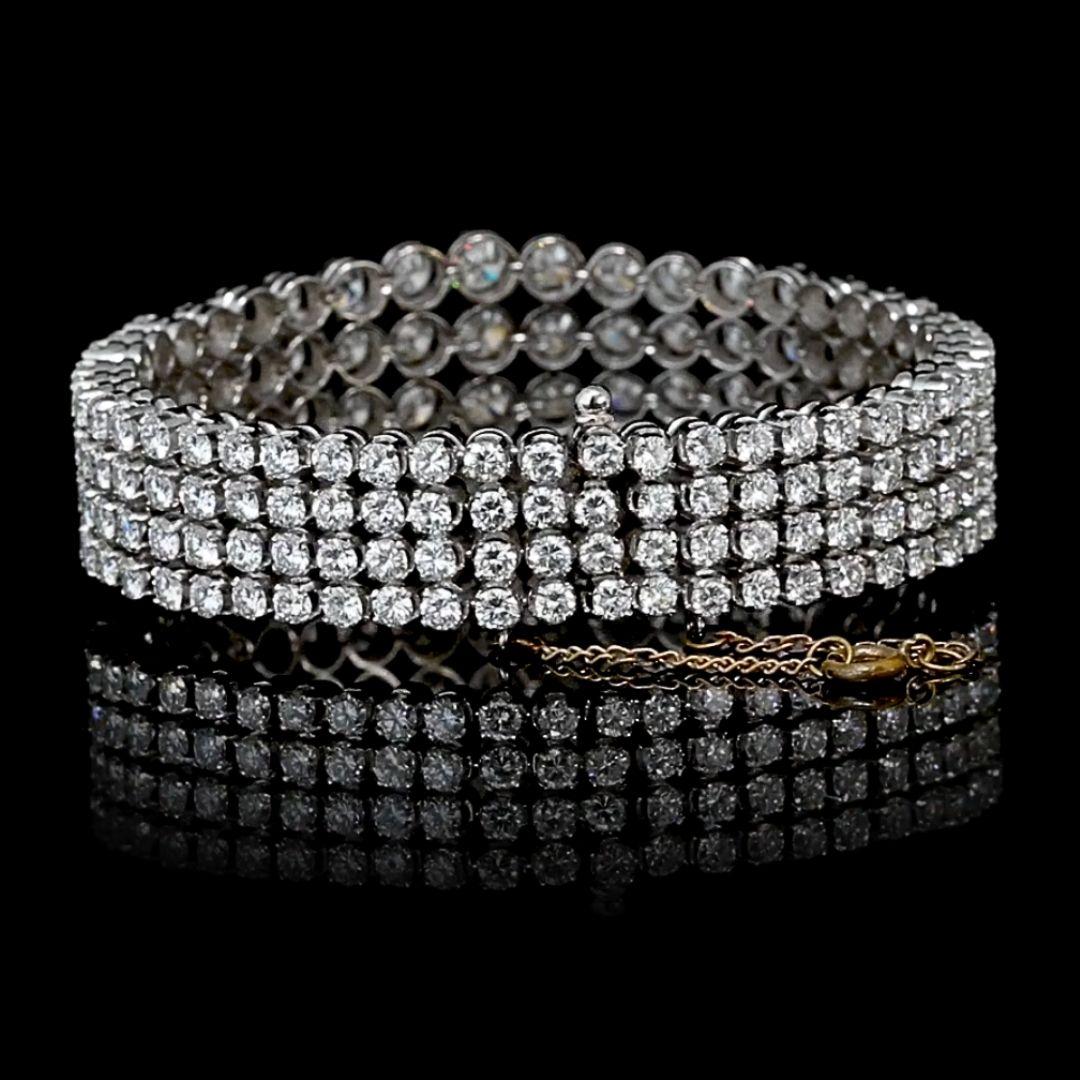 Collana e bracciale Chandelier in platino con diamanti taglio rotondo da 75 carati in vendita 3