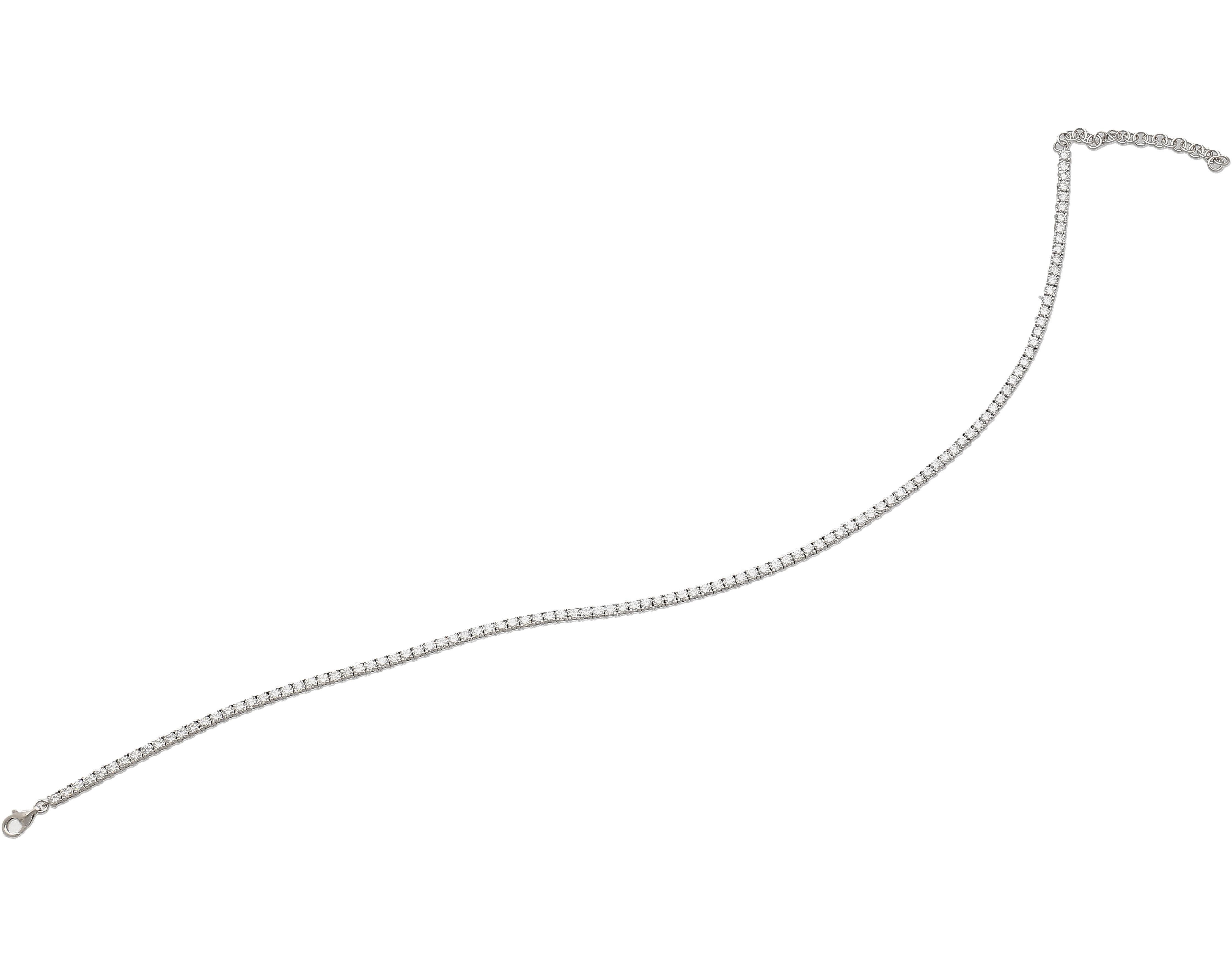 Modern 7.5 Carat Round Diamond Adjustable Choker Tennis Necklace 16-18