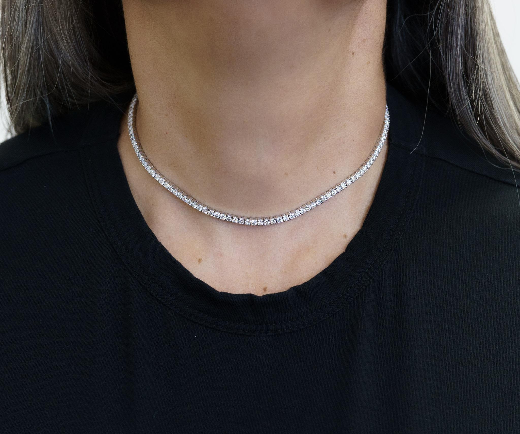 Round Cut 7.5 Carat Round Diamond Adjustable Choker Tennis Necklace 16-18
