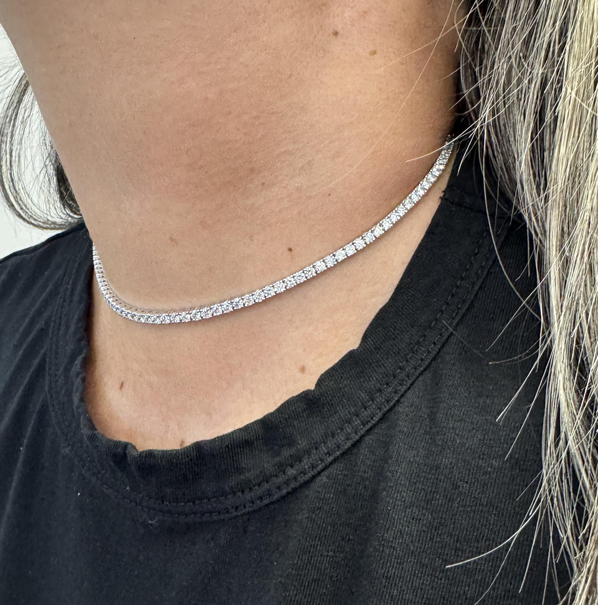 7.5 Carat Round Diamond Adjustable Choker Tennis Necklace 16-18