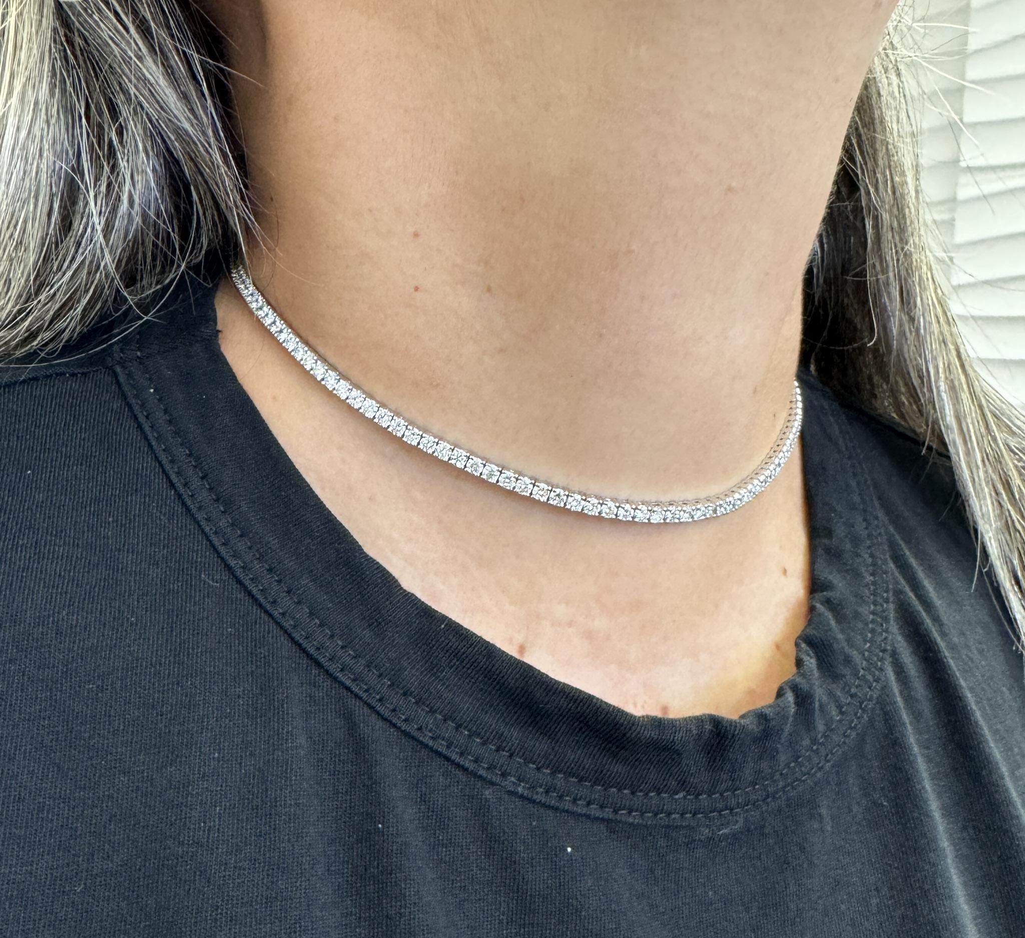 7.5 Carat Round Diamond Adjustable Choker Tennis Necklace 16-18