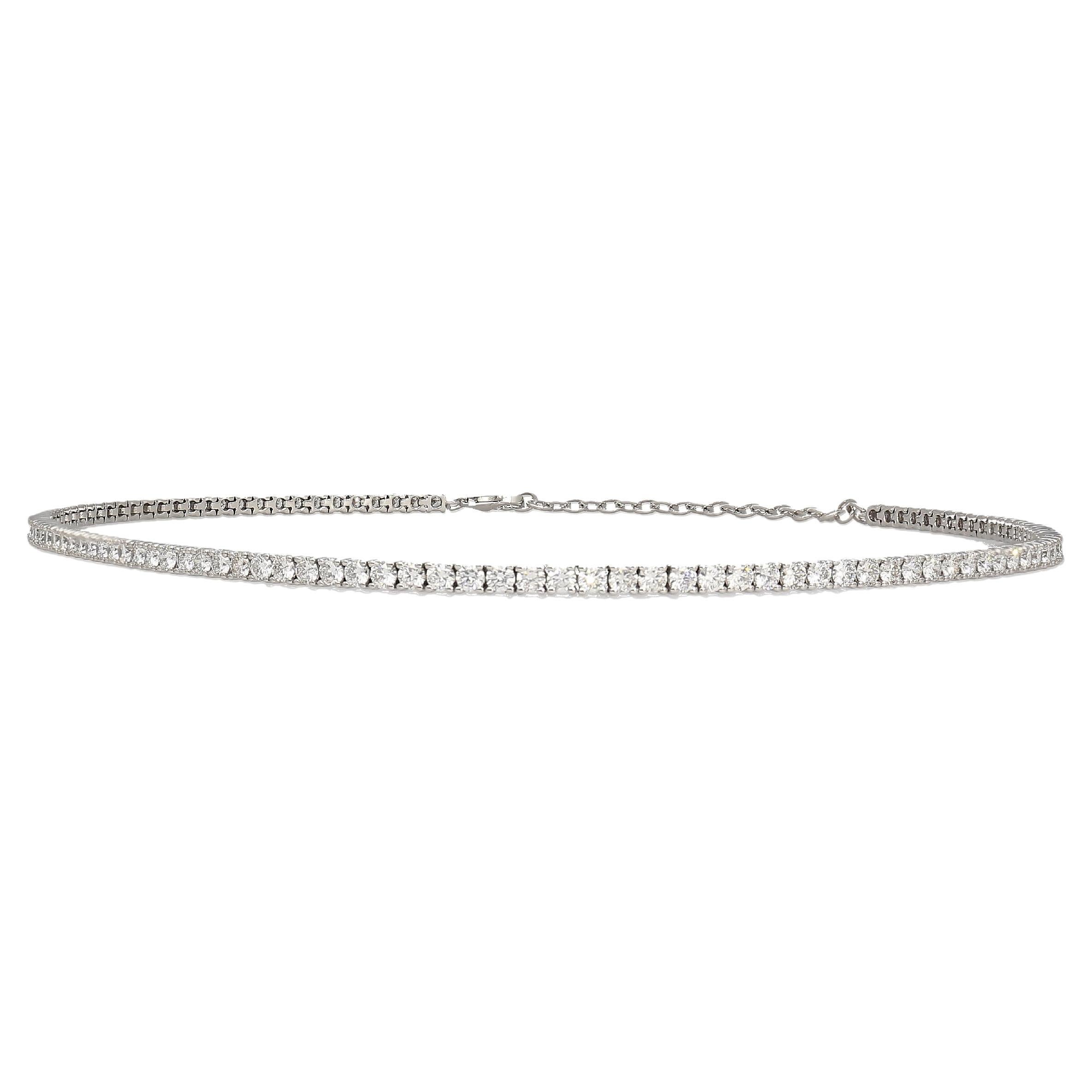 7.5 Carat Round Diamond Adjustable Choker Tennis Necklace 16-18" For Sale