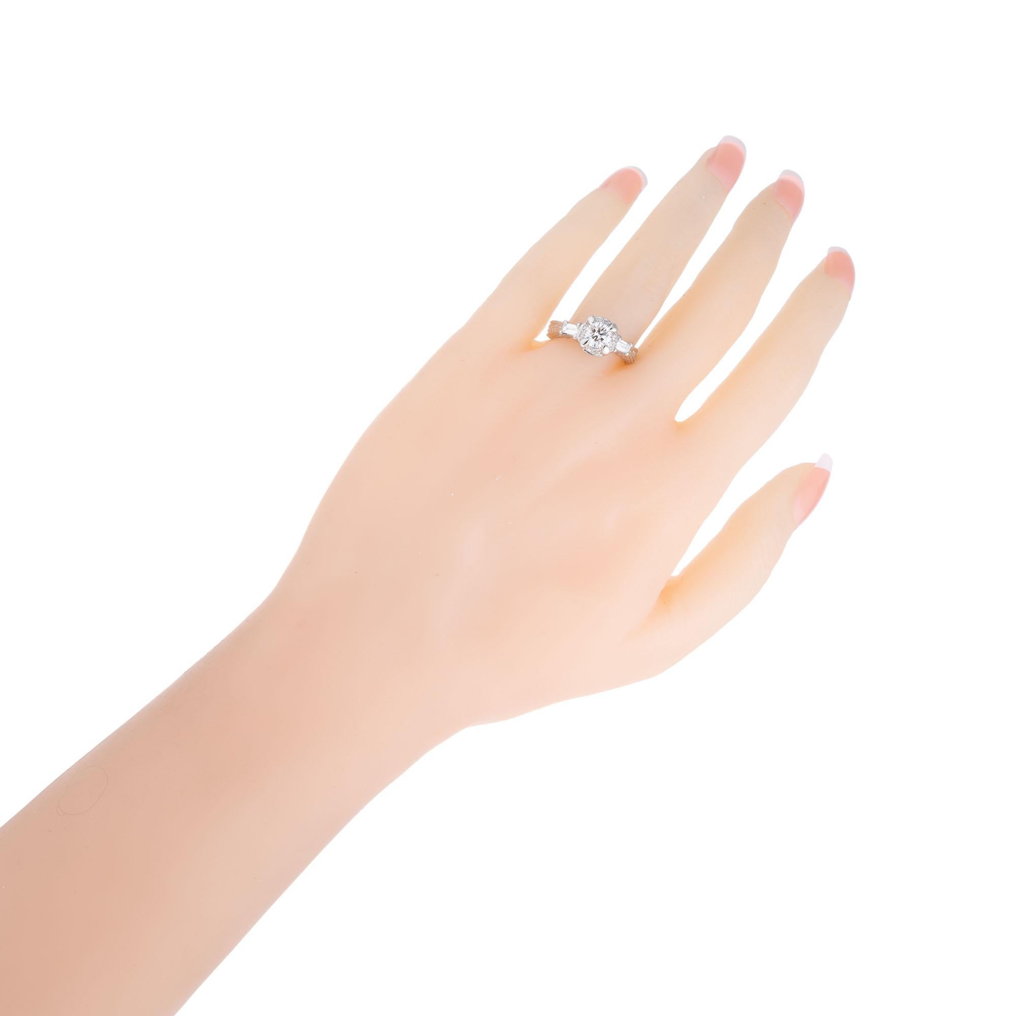 75 Karat runder Diamant Baguette-Halo Platin Verlobungsring im Angebot 2