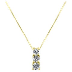 .75 Carat Round Diamond Pendant in 14 Karat Yellow Gold