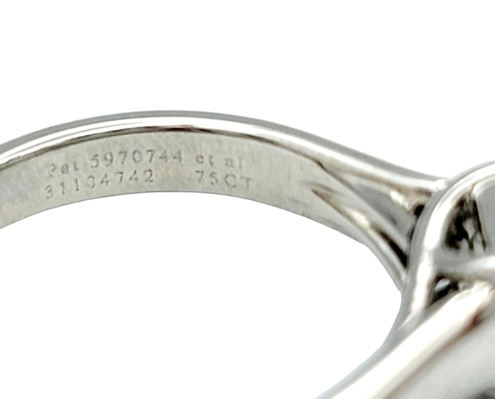 .75 Carat Tiffany & Co. Lucida Cut Solitaire Diamond Platinum Engagement Ring For Sale 1