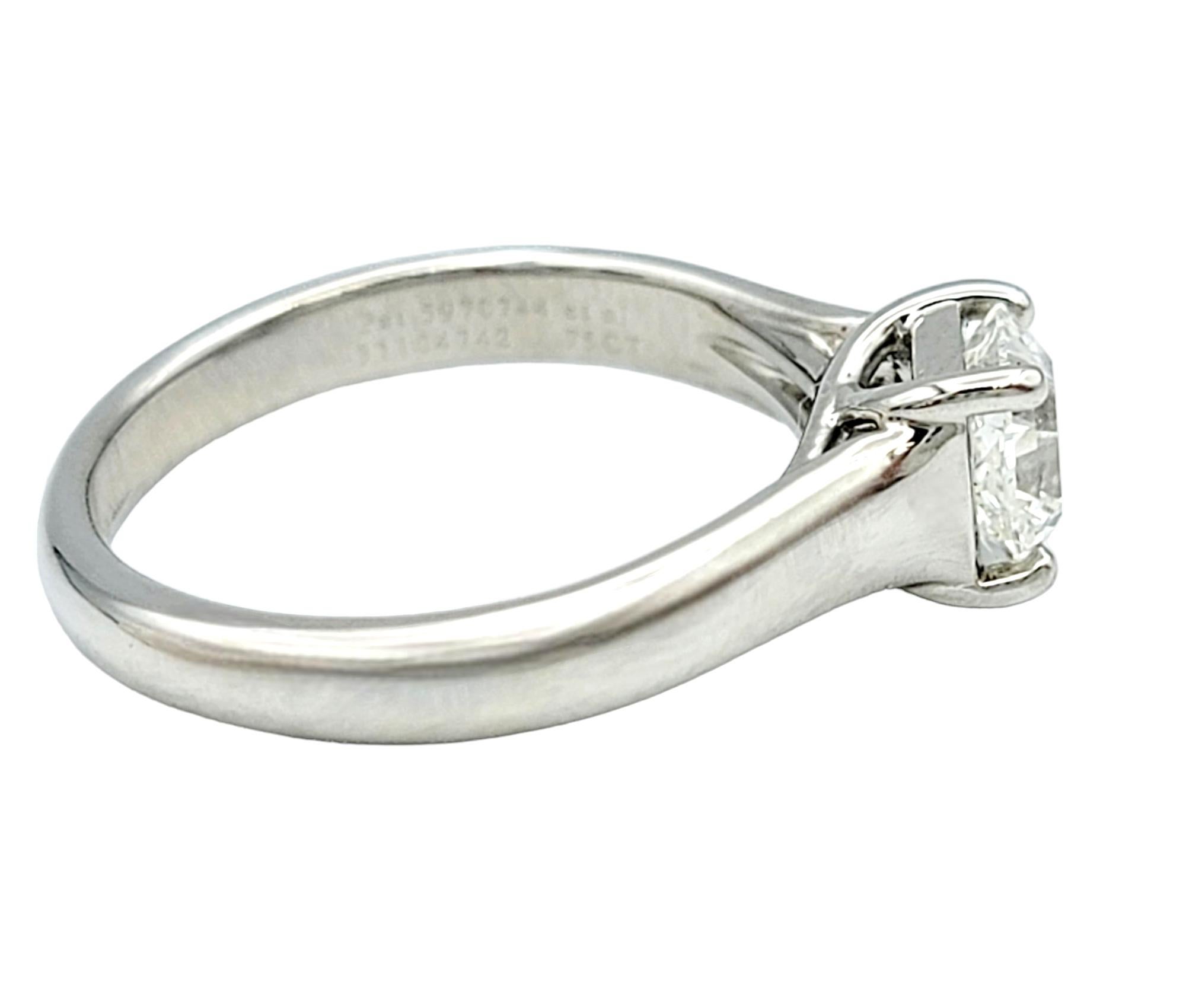 Square Cut .75 Carat Tiffany & Co. Lucida Cut Solitaire Diamond Platinum Engagement Ring For Sale