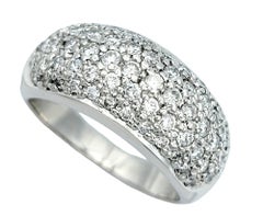 Multi Row Pavé Diamond Domed Band Ring in 14 Karat White Gold