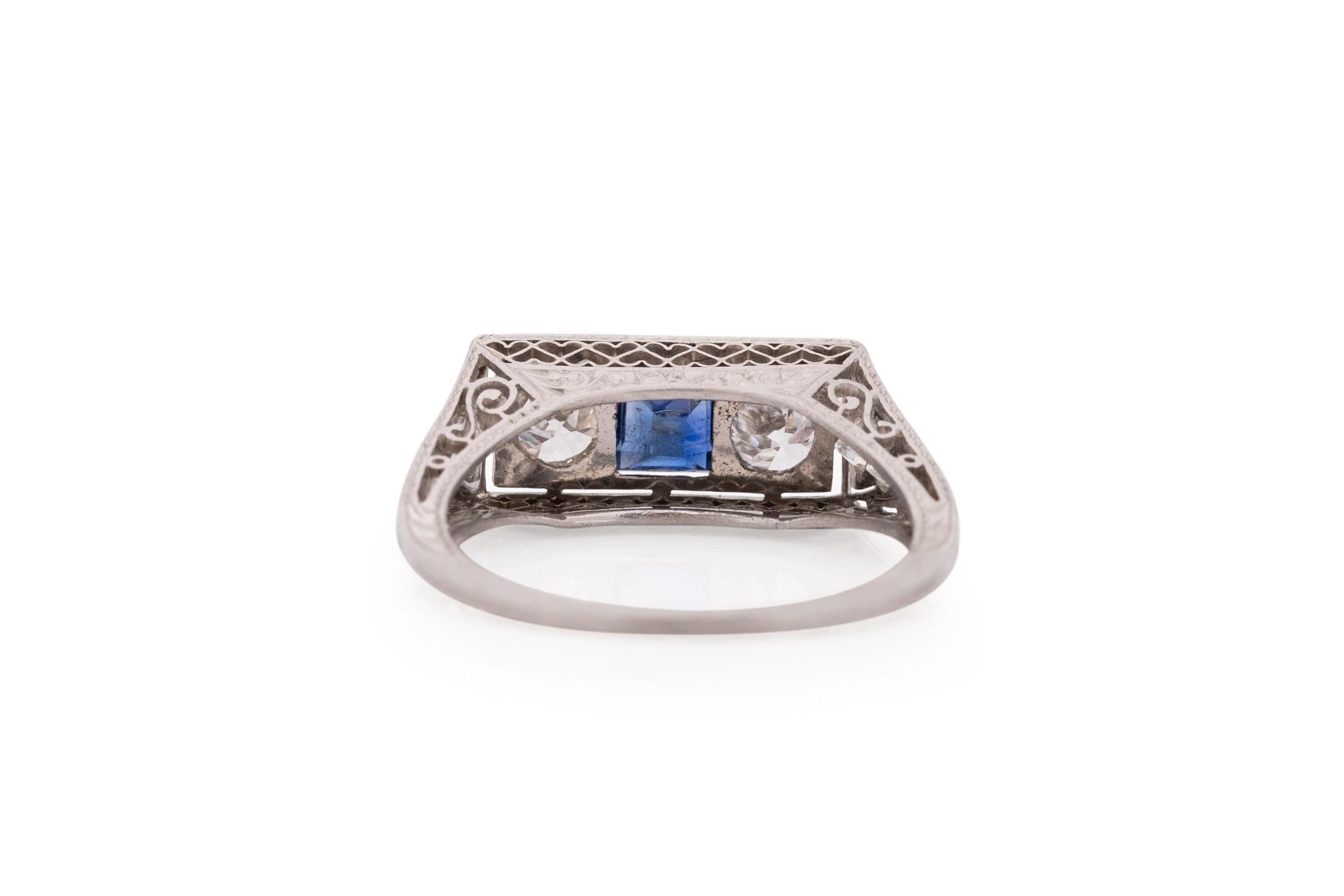.75 Carat Total Weight Art Deco Diamond Platinum Engagement Ring In Good Condition For Sale In Atlanta, GA