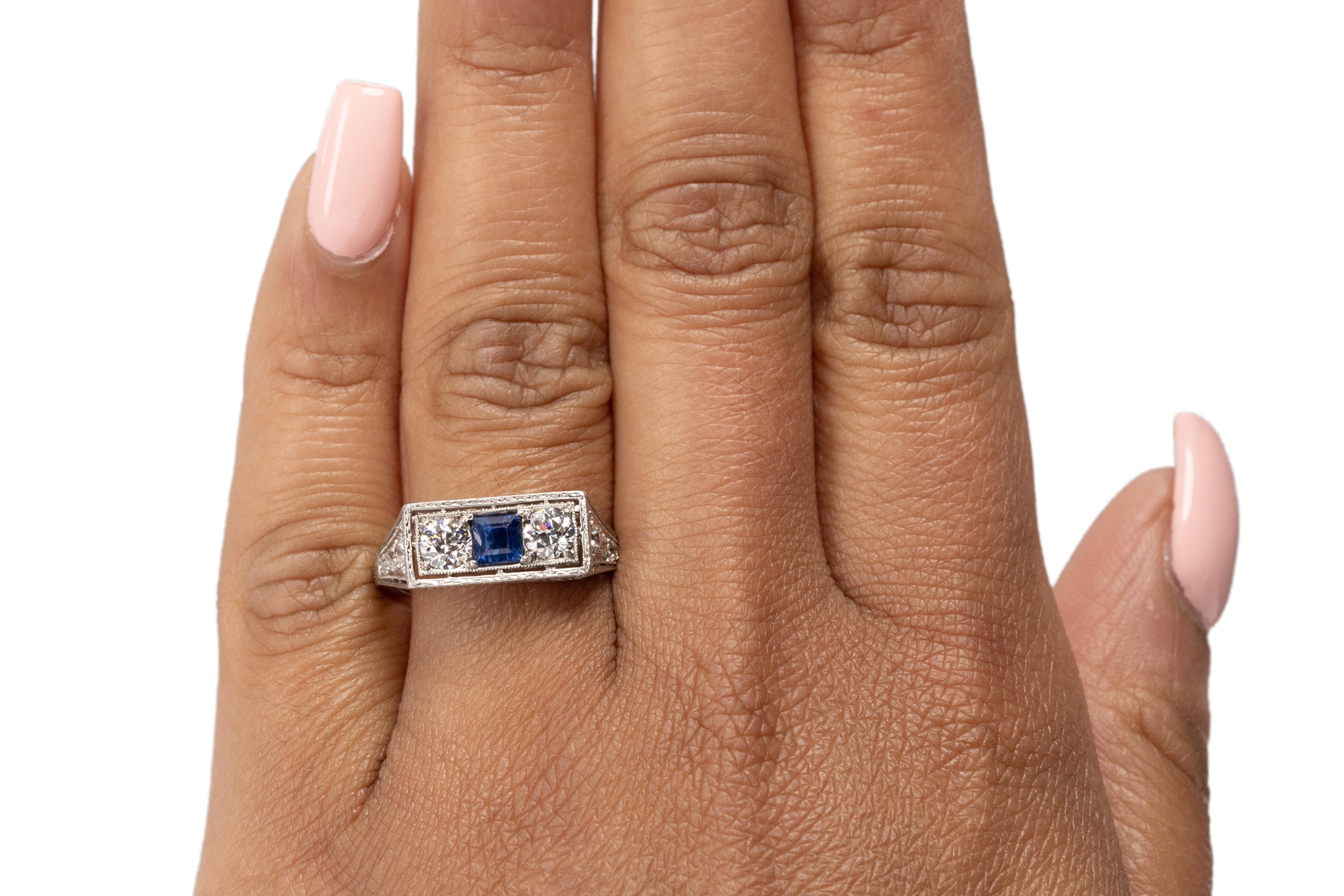 Bague de fiançailles Art déco en platine avec diamants d'un poids total de 0,75 carat Pour femmes en vente