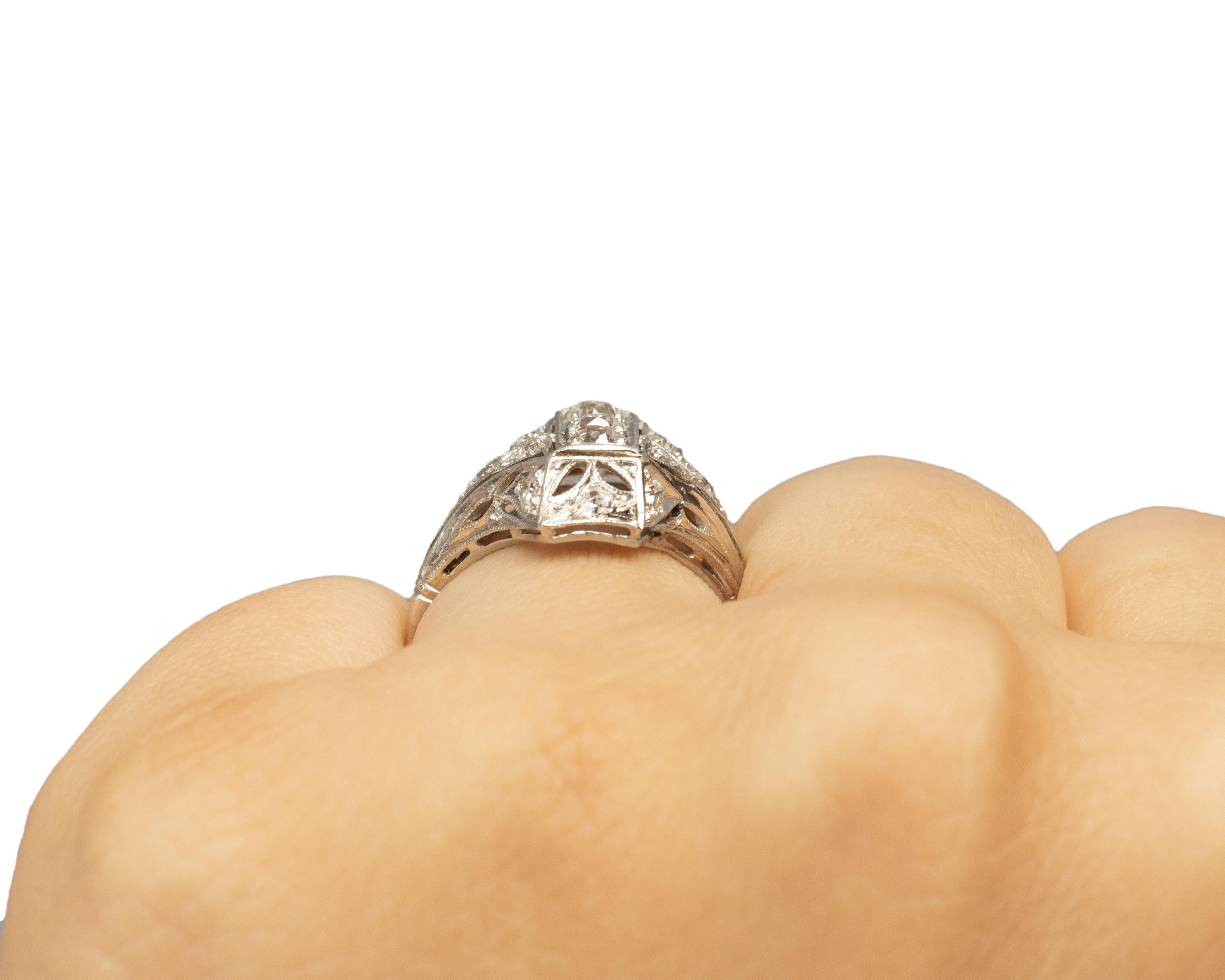 .75 Carat Total Weight Art Deco Diamond Platinum Engagement Ring For Sale 1