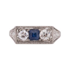 Antique .75 Carat Total Weight Art Deco Diamond Platinum Engagement Ring