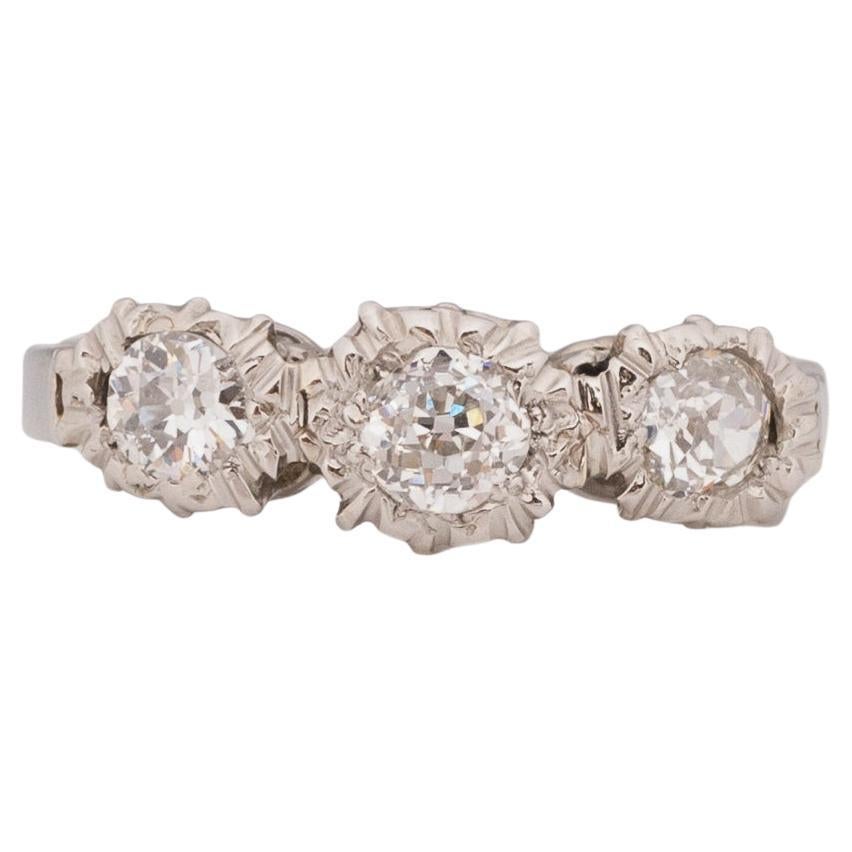 .75 Carat Total Weight Art Deco Diamond Platinum Engagement Ring For Sale