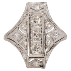 Used .75 Carat Total Weight Art Deco Diamond Platinum Engagement Ring