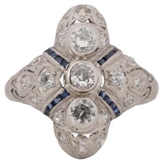 Antique .75 Carat Total Weight Art Deco Diamond Platinum Engagement Ring