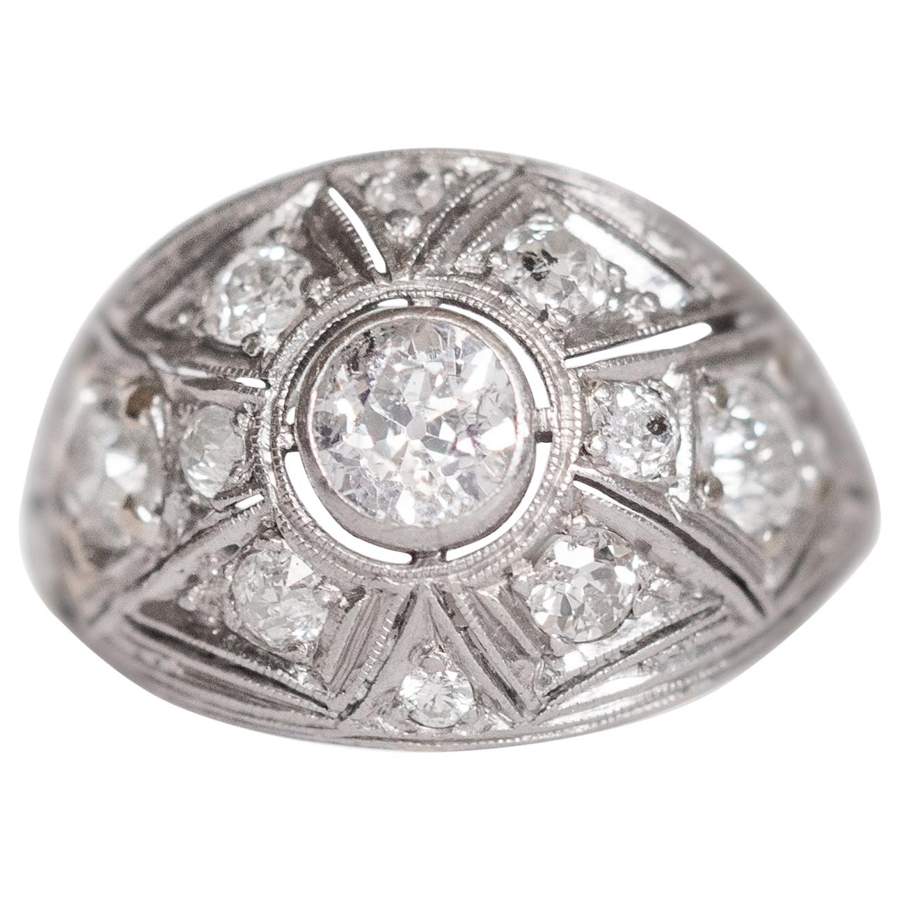 .75 Carat Total Weight Diamond Platinum Engagement Ring
