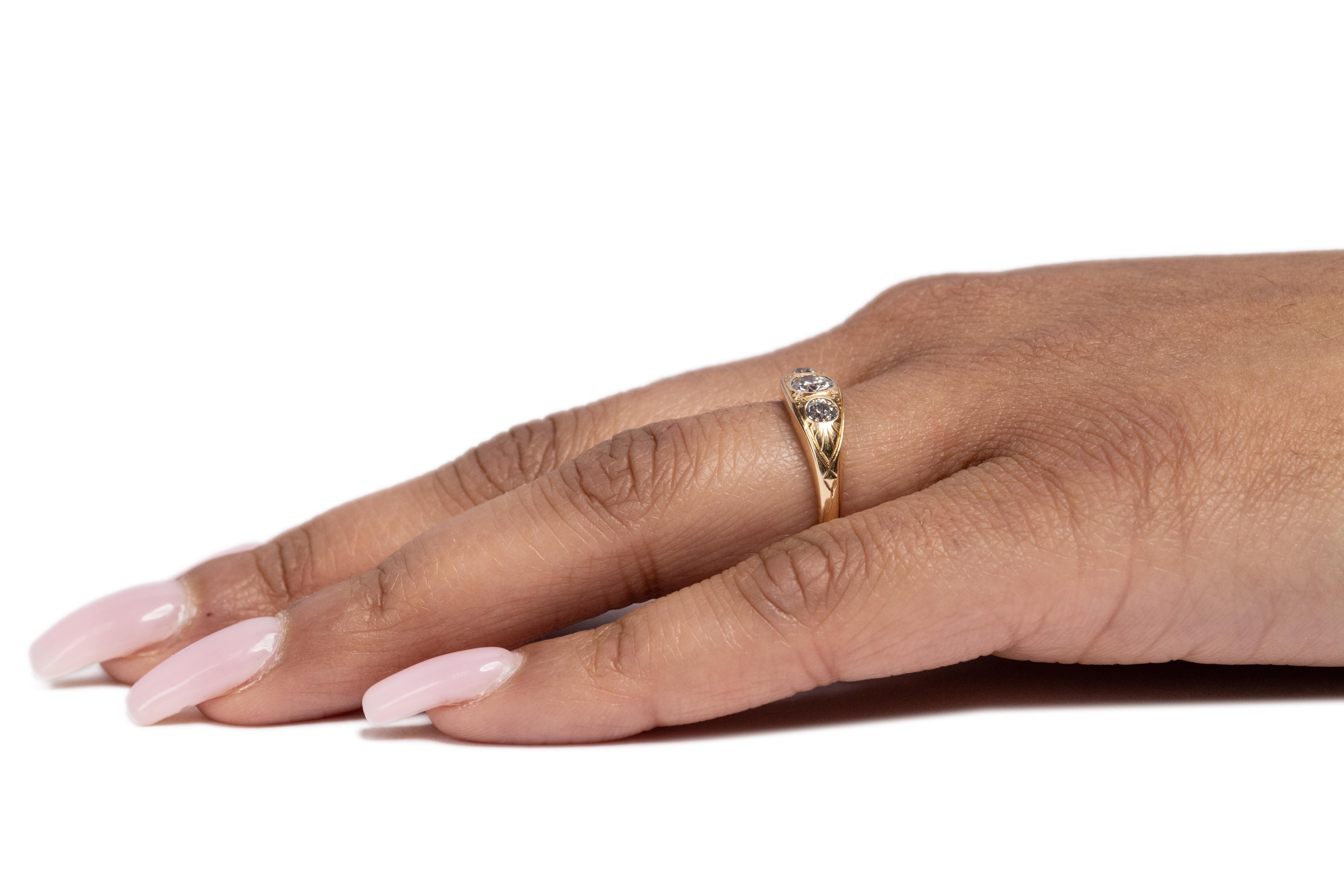 .75 Carat Total Weight Edwardian Diamond 18 Karat Yellow Gold Engagement Ring For Sale 1