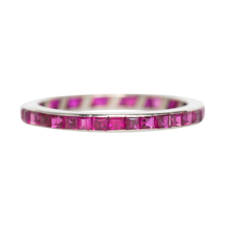 .75 Carat, Total Weight Ruby White Gold Wedding Band For Sale at 1stDibs