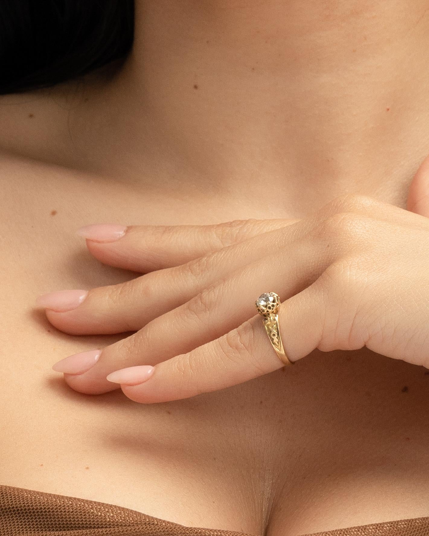 .75 Carat Victorian Diamond 14 Karat Yellow Gold Engagement Ring For Sale 1
