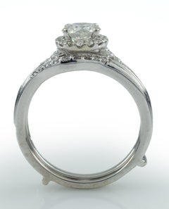 .75 Carat White Gold Engagement Ring with Enhancer and Accent Stones