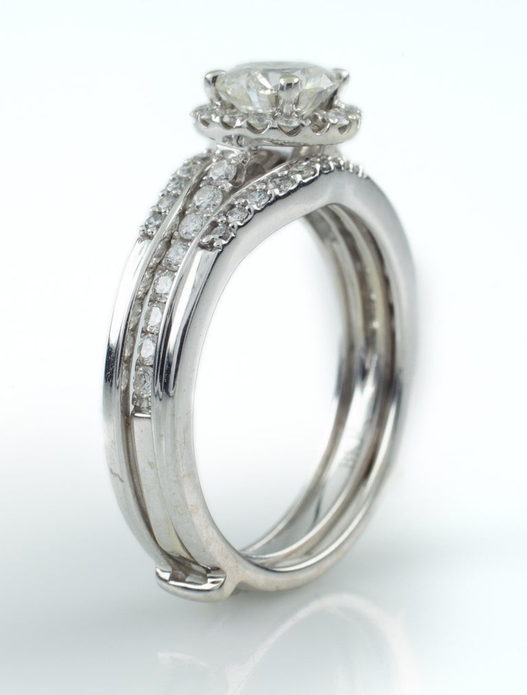 .75 Carat White Gold Engagement Ring with Enhancer and Accent Stones ...