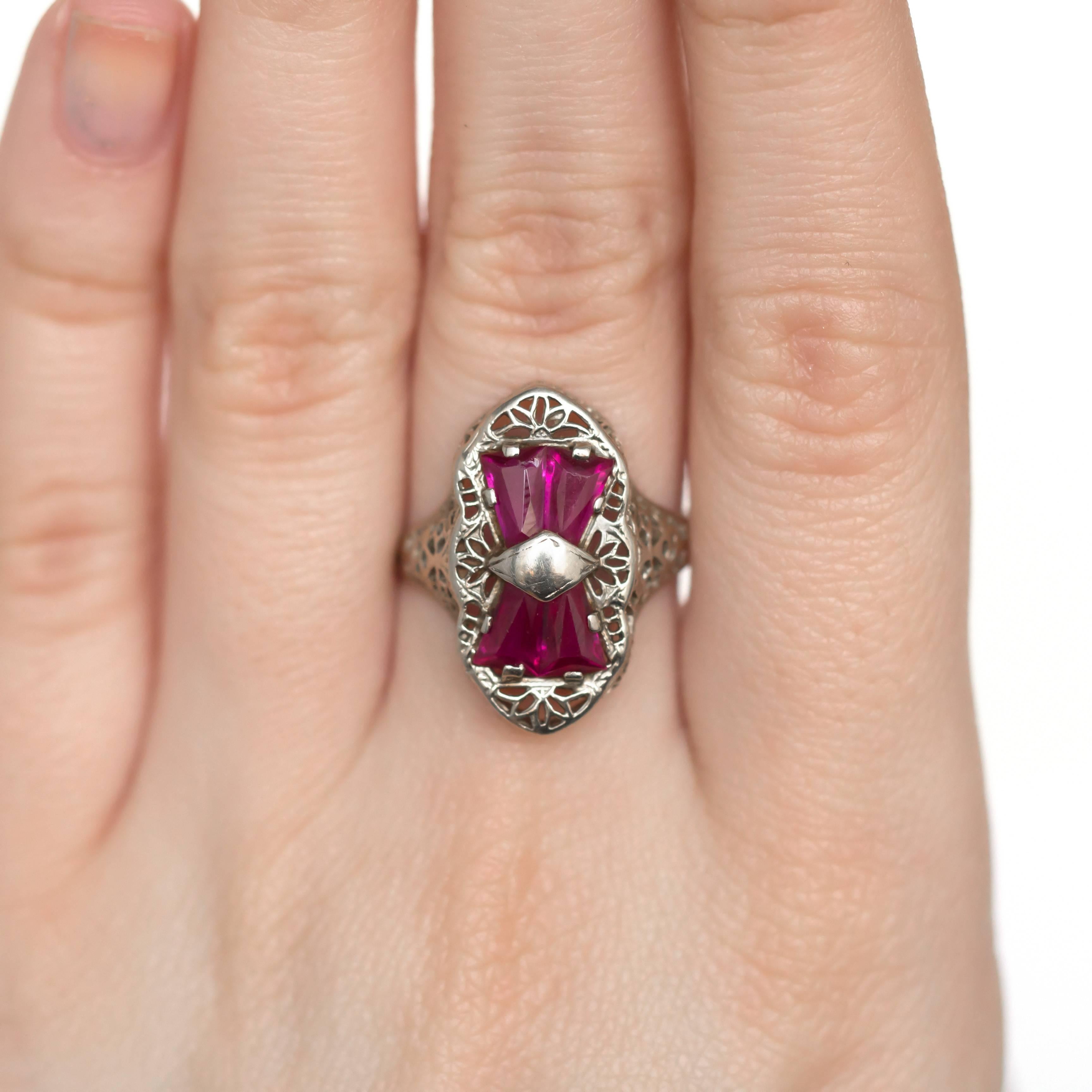 .75 Carat, Total Weight Ruby White Gold Engagement Ring For Sale 1