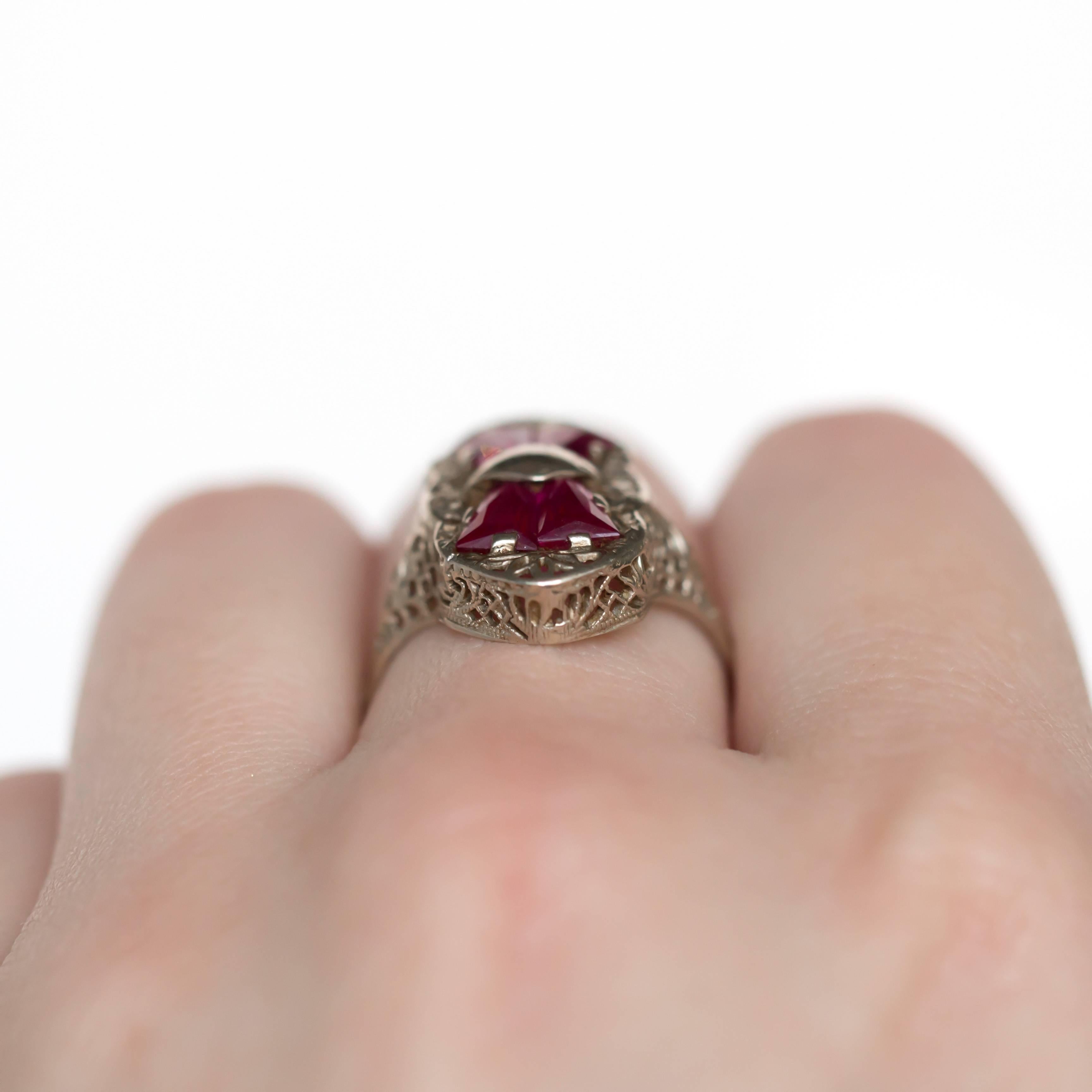 .75 Carat, Total Weight Ruby White Gold Engagement Ring For Sale 3