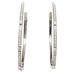 Créoles en or blanc 18 carats avec diamants ronds de 0,75 carat au total