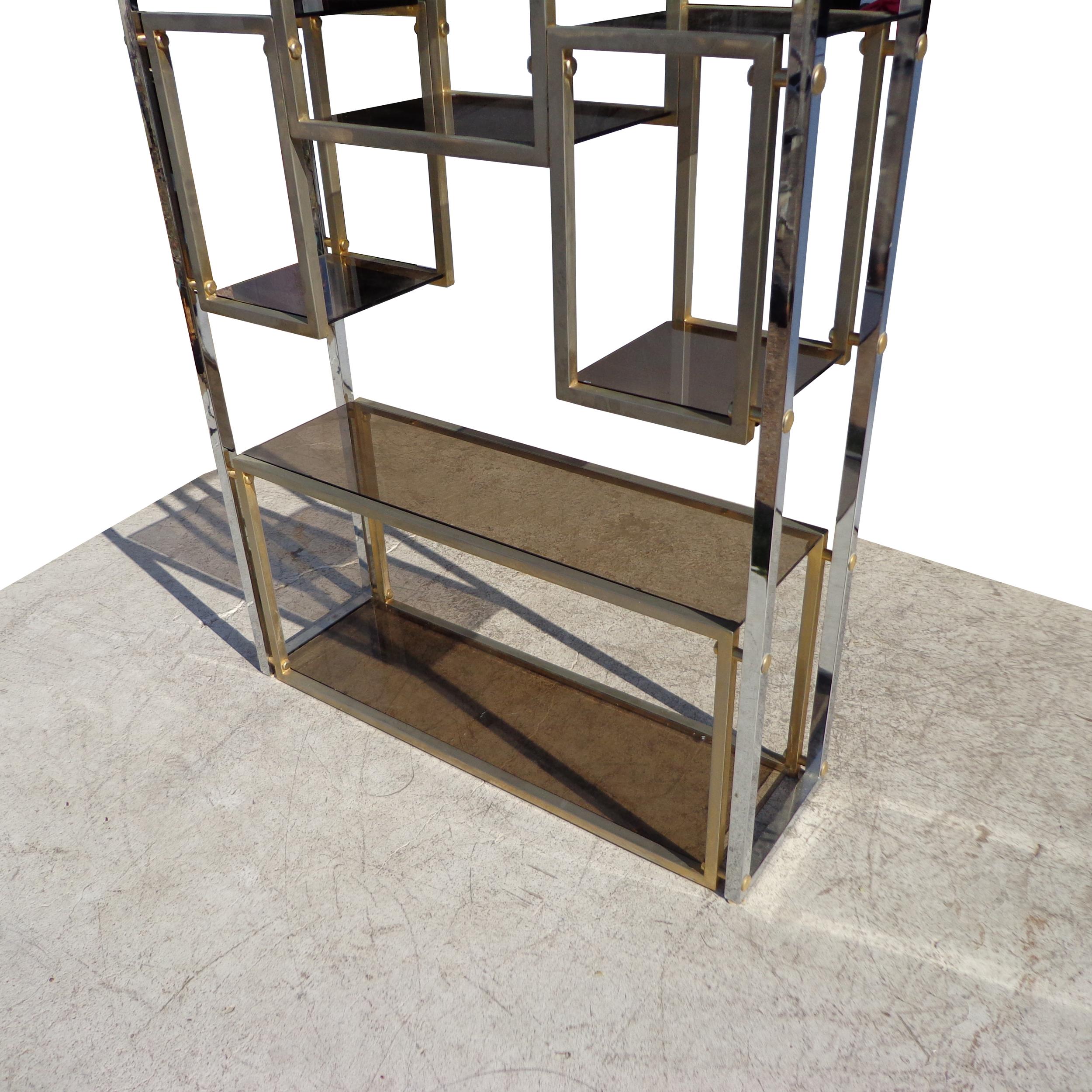 North American 75″ Chrome Milo Baughman Style Etagere  For Sale