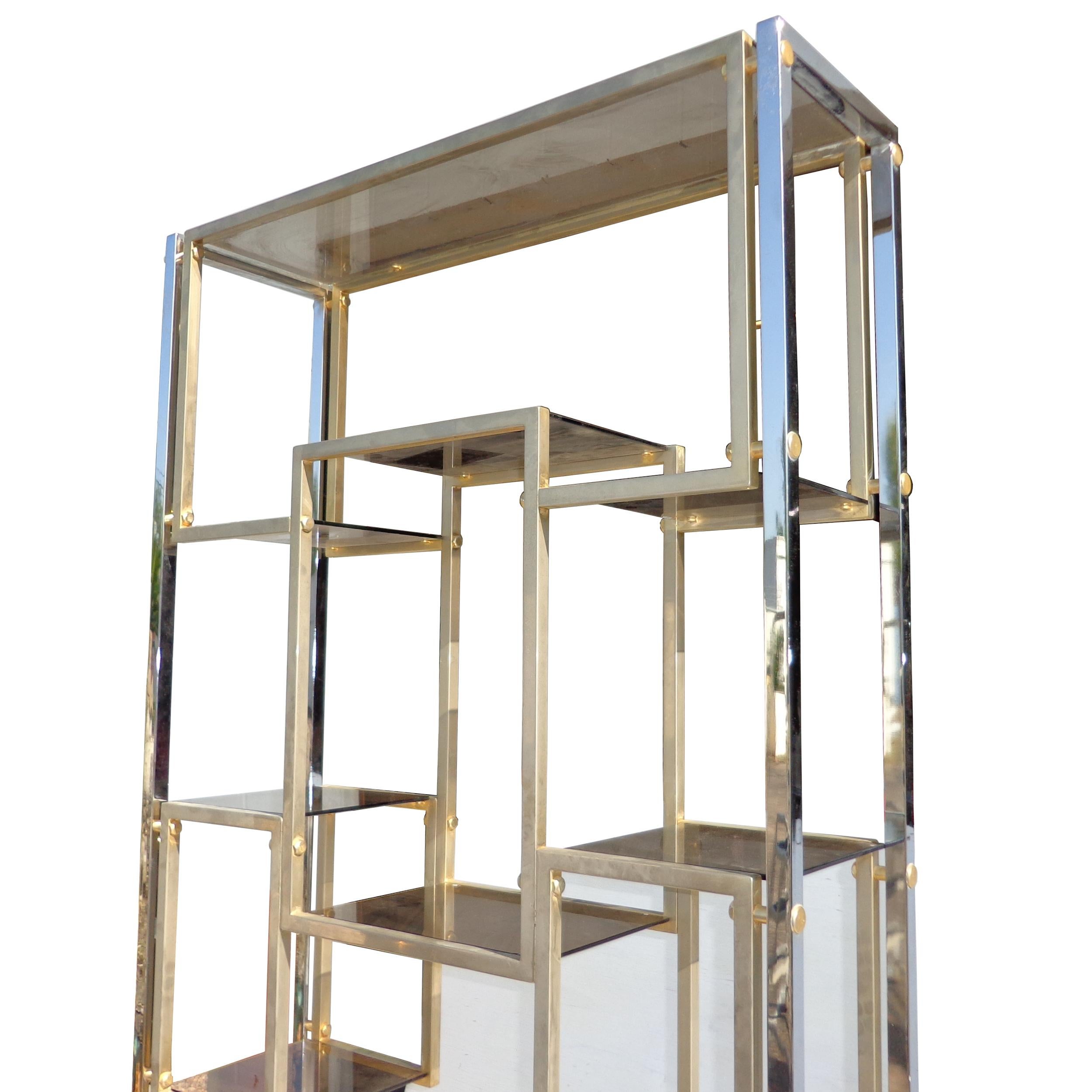 North American 75″ Chrome Milo Baughman Style Etagere  For Sale