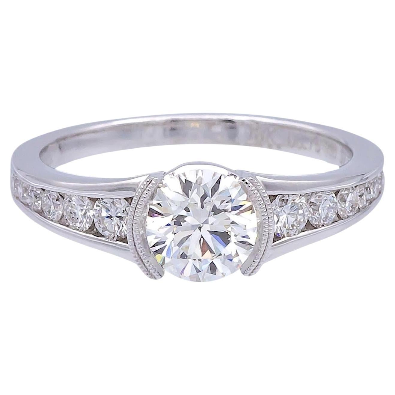 .75 ct Round 18K White Gold Diamond Engagement Ring in GIA Triple Excellent Cut