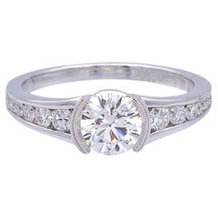 Anello di fidanzamento con diamante rotondo in oro bianco 18 carati da .75 ct con taglio triplo eccellente GIA