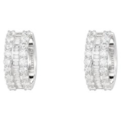 5.26ctw Natural Diamond 14K White Gold Huggie Earrings