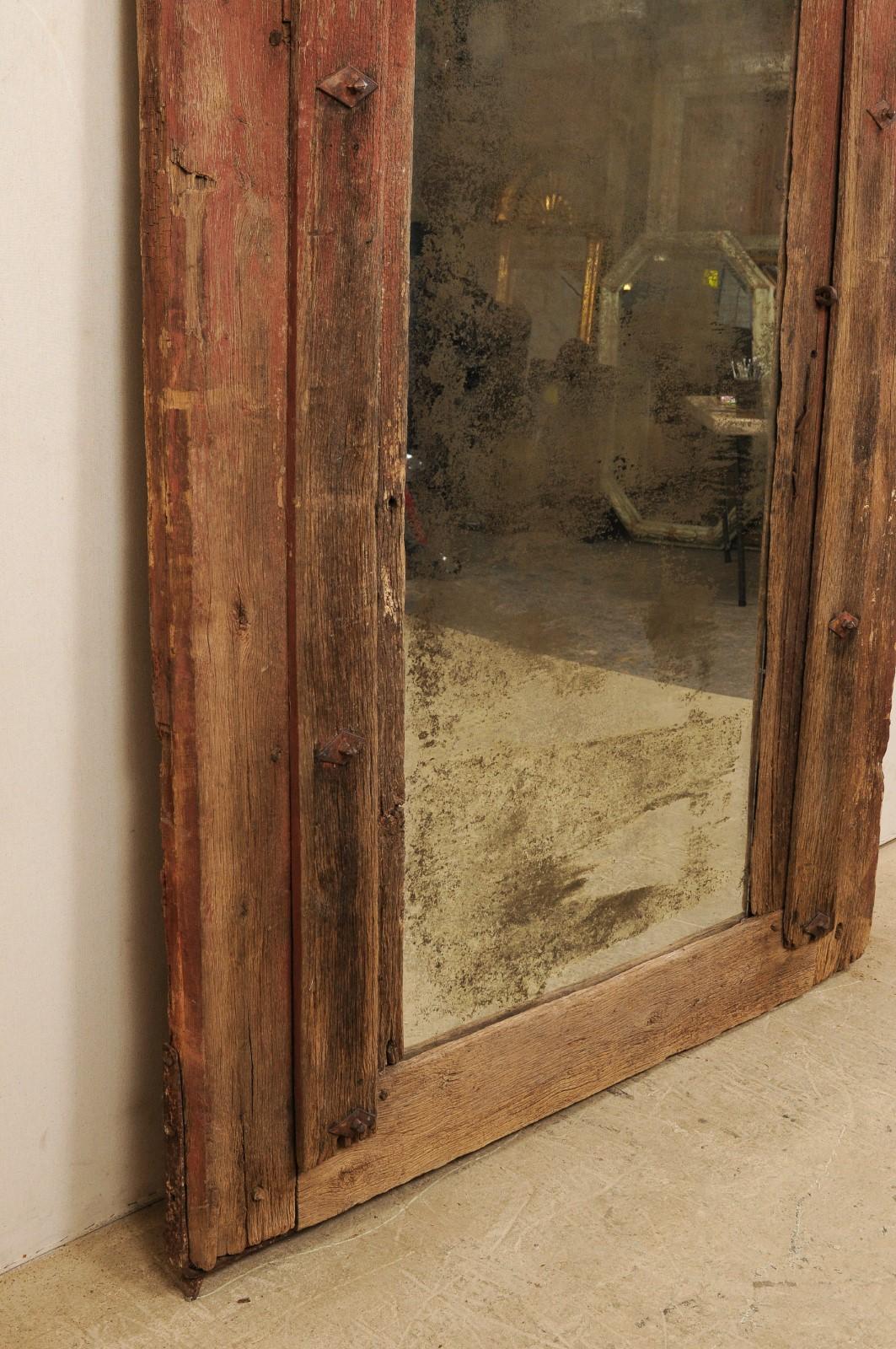 Tall Custom Mirror with 18th Century Spanish Door Frame Surround, One of a Kind For Sale 1