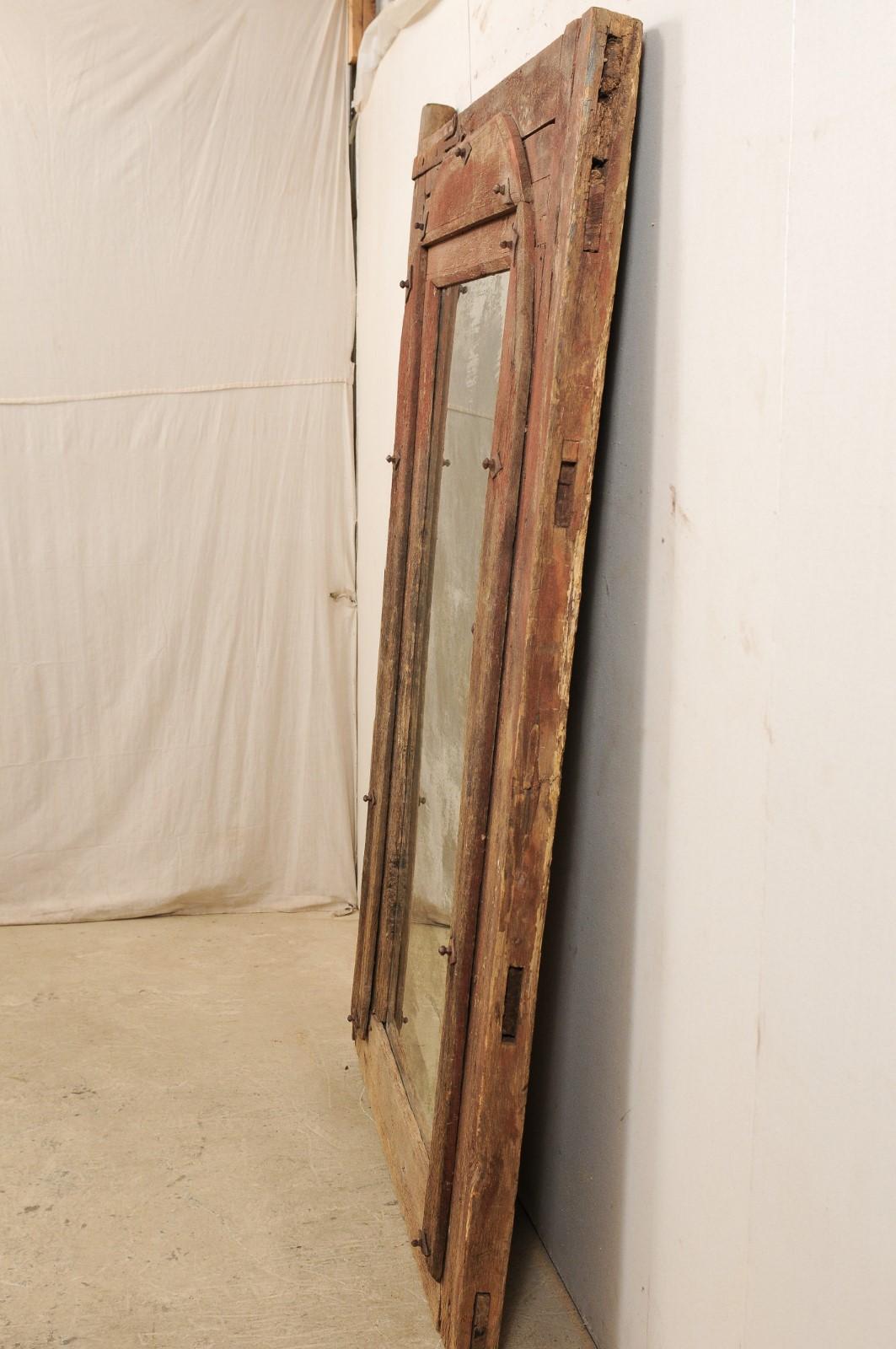 Tall Custom Mirror with 18th Century Spanish Door Frame Surround, One of a Kind For Sale 2