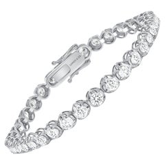 Pulsera de tenis con engaste ilusión de diamantes redondos de 5 quilates en oro blanco de 14k de 7,5 pulgadas
