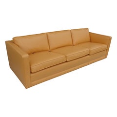 Retro Dunbar Tuxedo Sofa Restored in Leather