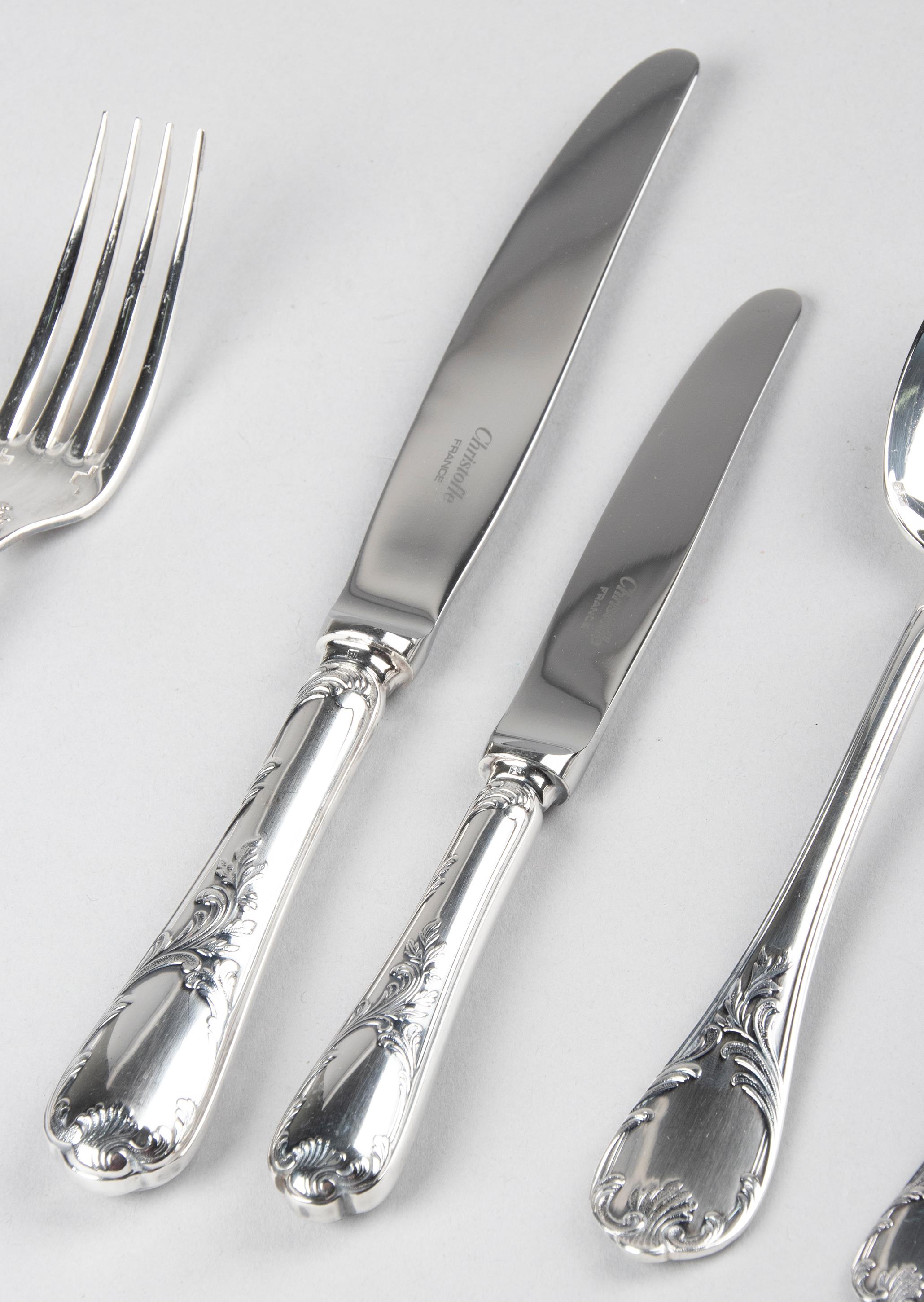 75-Piece Set Christofle Silver-Plated Flatware Marly 4