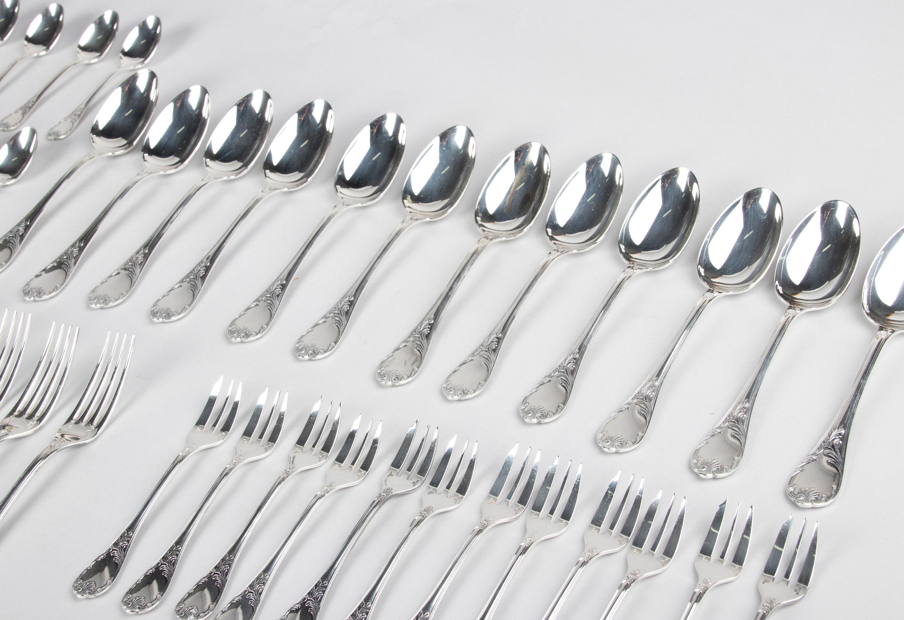 75-Piece Set Christofle Silver-Plated Flatware Marly 5