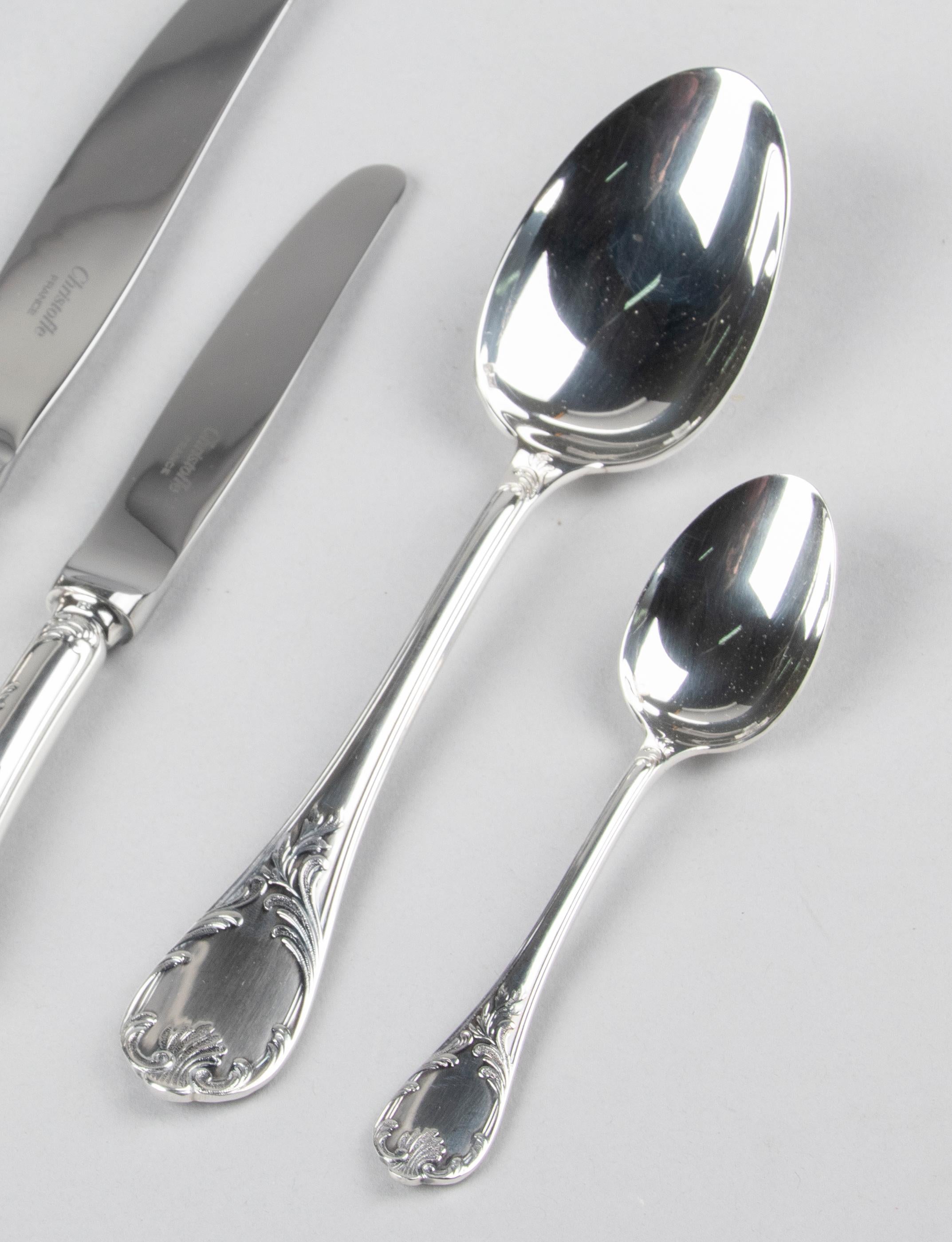 75-Piece Set Christofle Silver-Plated Flatware Marly 6