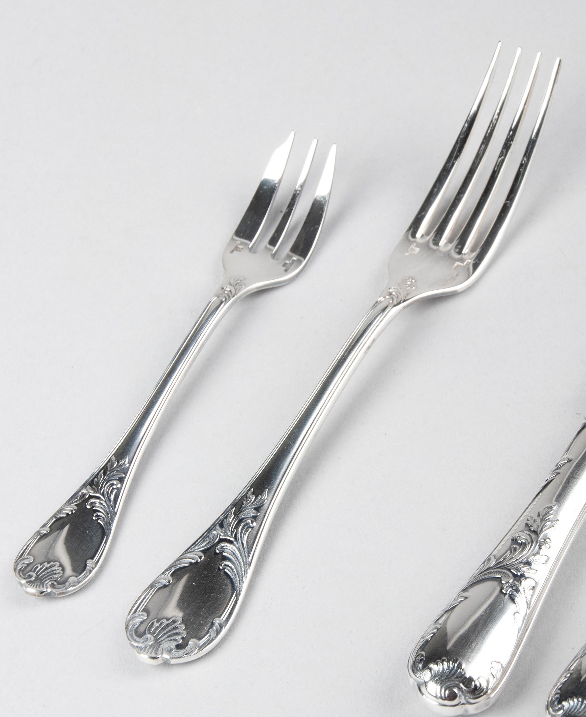 75-Piece Set Christofle Silver-Plated Flatware Marly 7