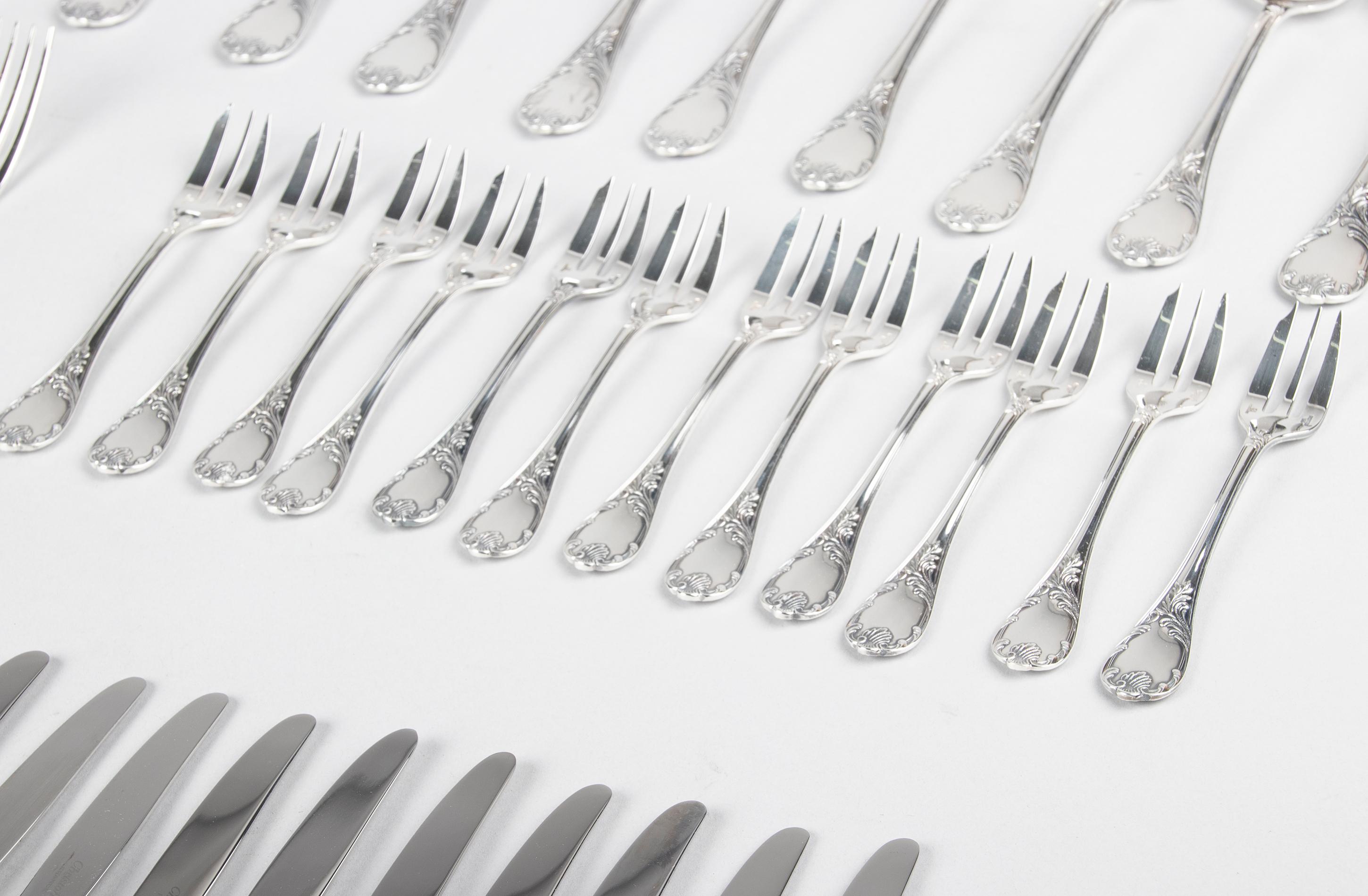 75-Piece Set Christofle Silver-Plated Flatware Marly 10