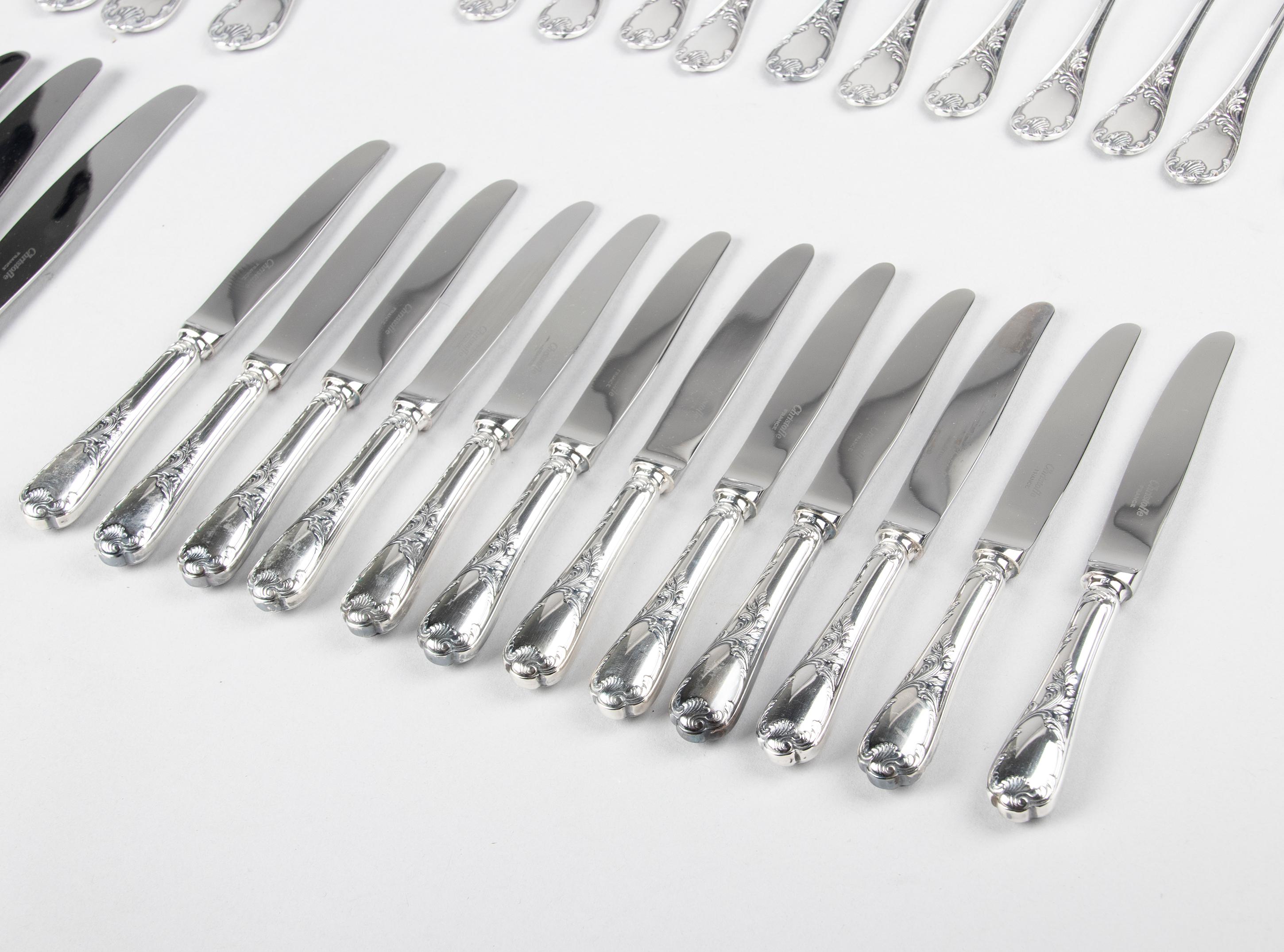 75-Piece Set Christofle Silver-Plated Flatware Marly 1