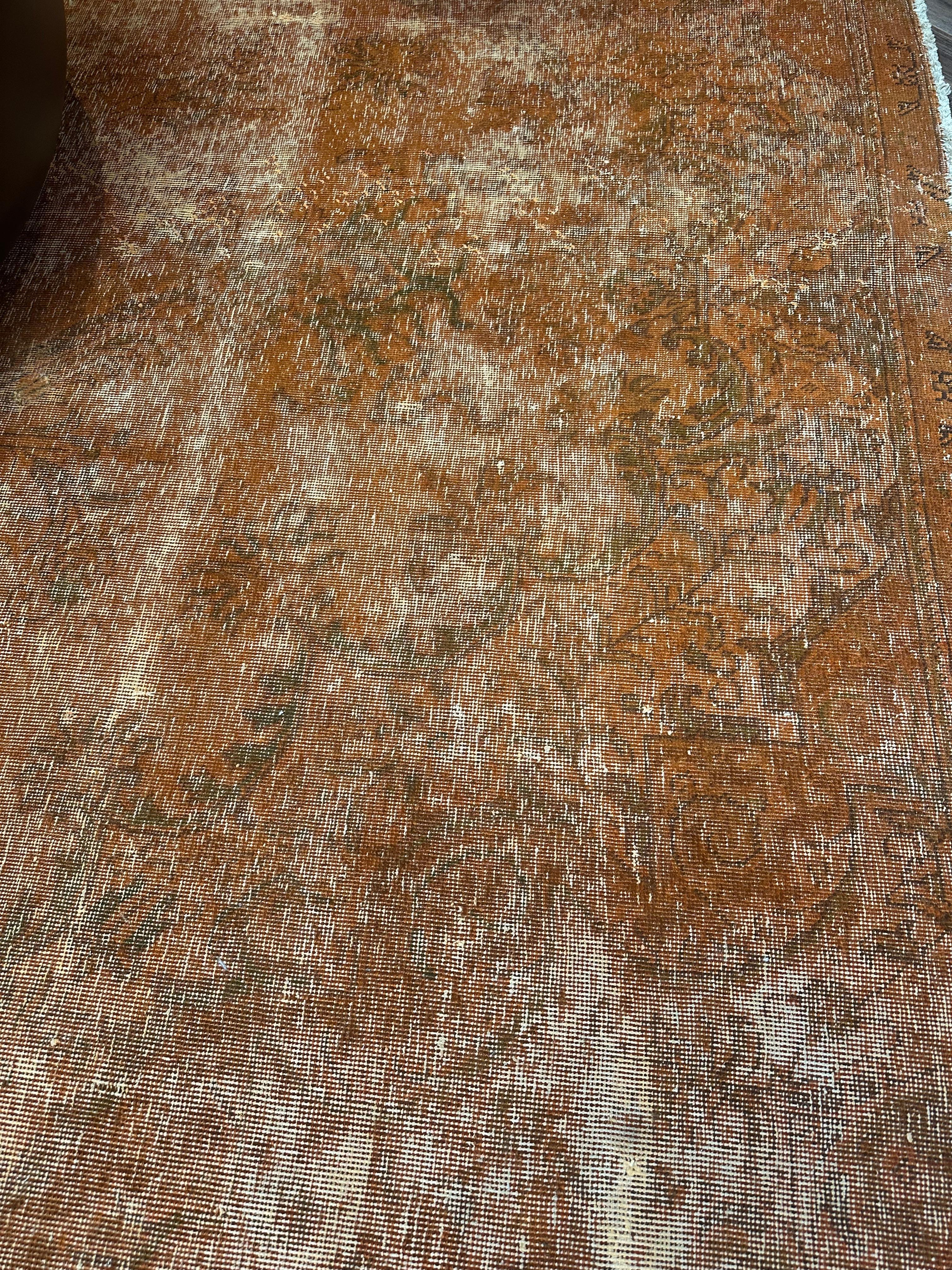 Unknown 7’5” X 10’8” Over-Dyed Burnt Camel AREA RUG For Sale