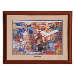 Vintage 75 Years of Texas Business Signed and Numbered Lithograph by Jim Sharpe