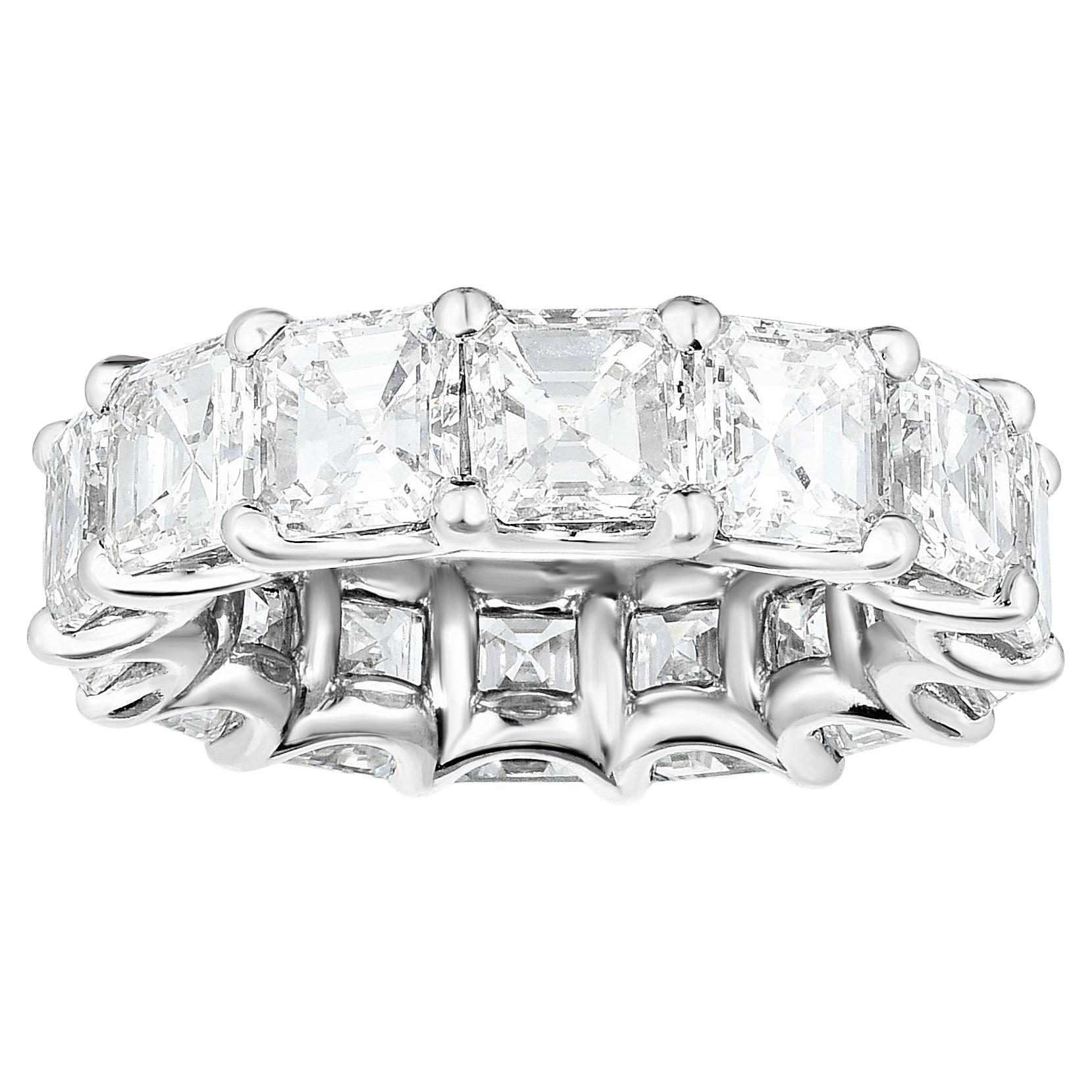 Fascia per l'eternità con diamanti taglio Asscher da 7,50 carati in platino, misura 6