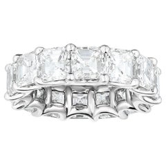 Fascia per l'eternità con diamanti taglio Asscher da 7,50 carati in platino, misura 6