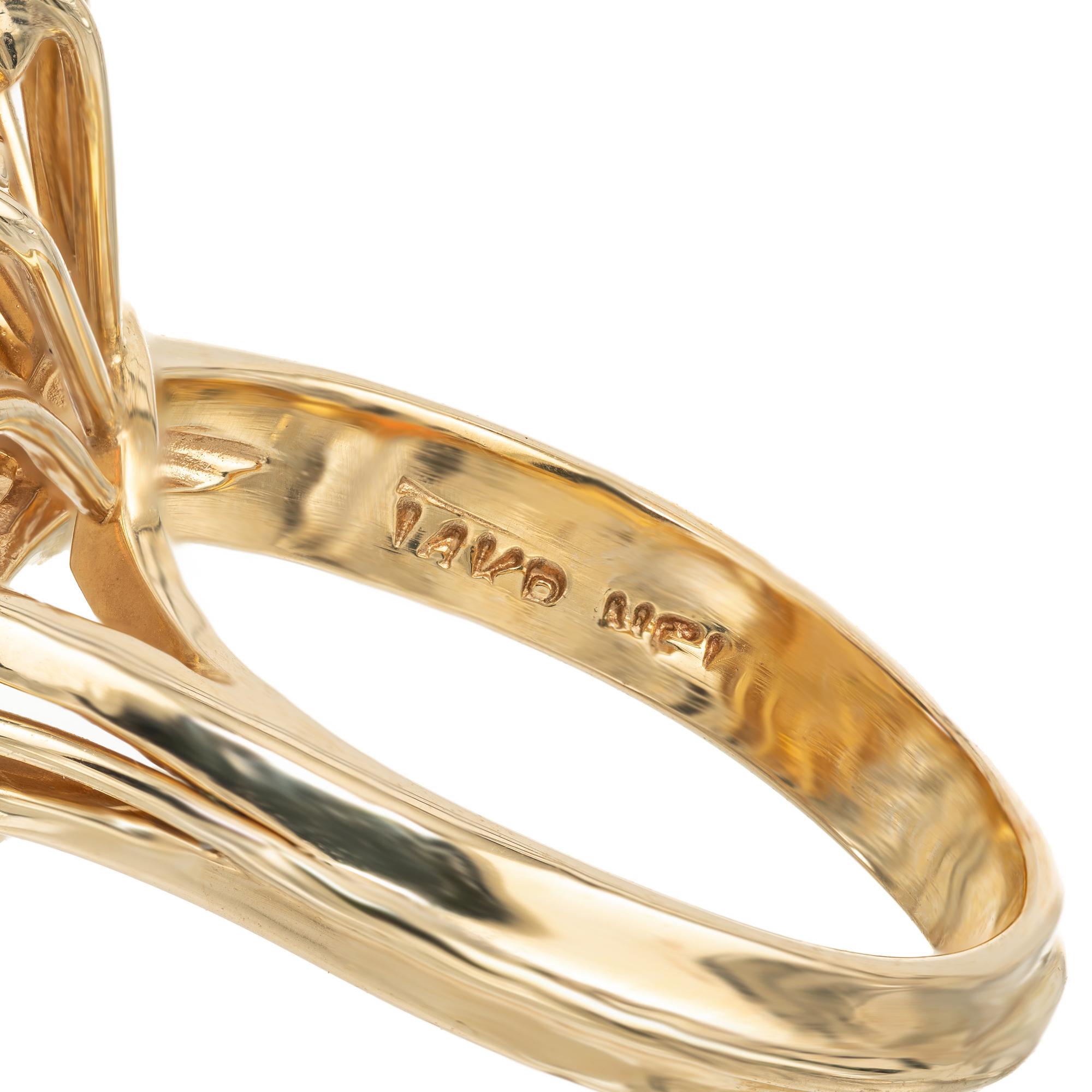 7.50 Carat Australian Oval Opal Diamond Halo Yellow Gold Cocktail Ring For Sale 1
