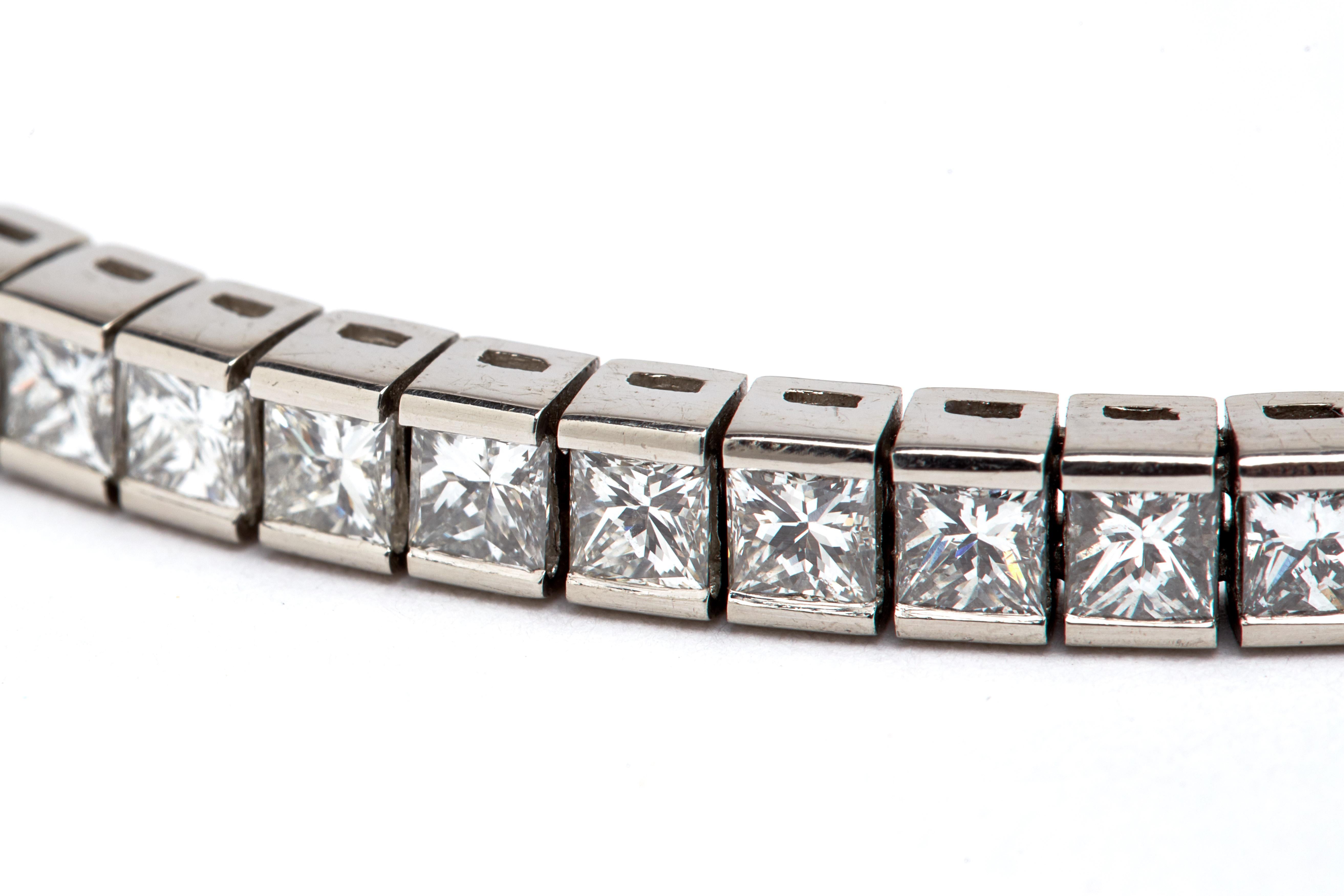 Princess Cut 7.50 Carat Diamond Platinum Bracelet