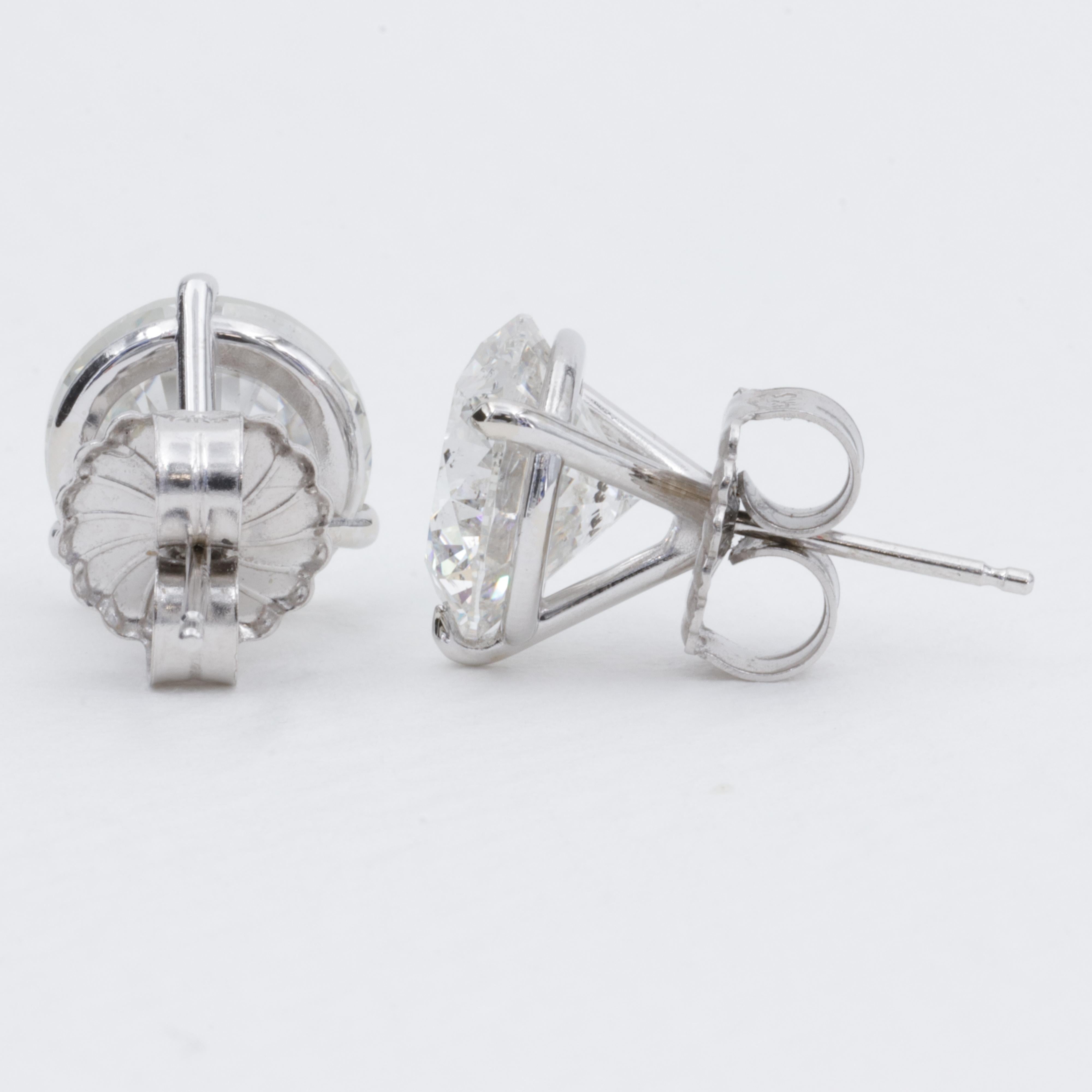 Modern 7.50 Carat GIA Natural Diamond Stud Earrings in White Gold 4 Prong Settings For Sale