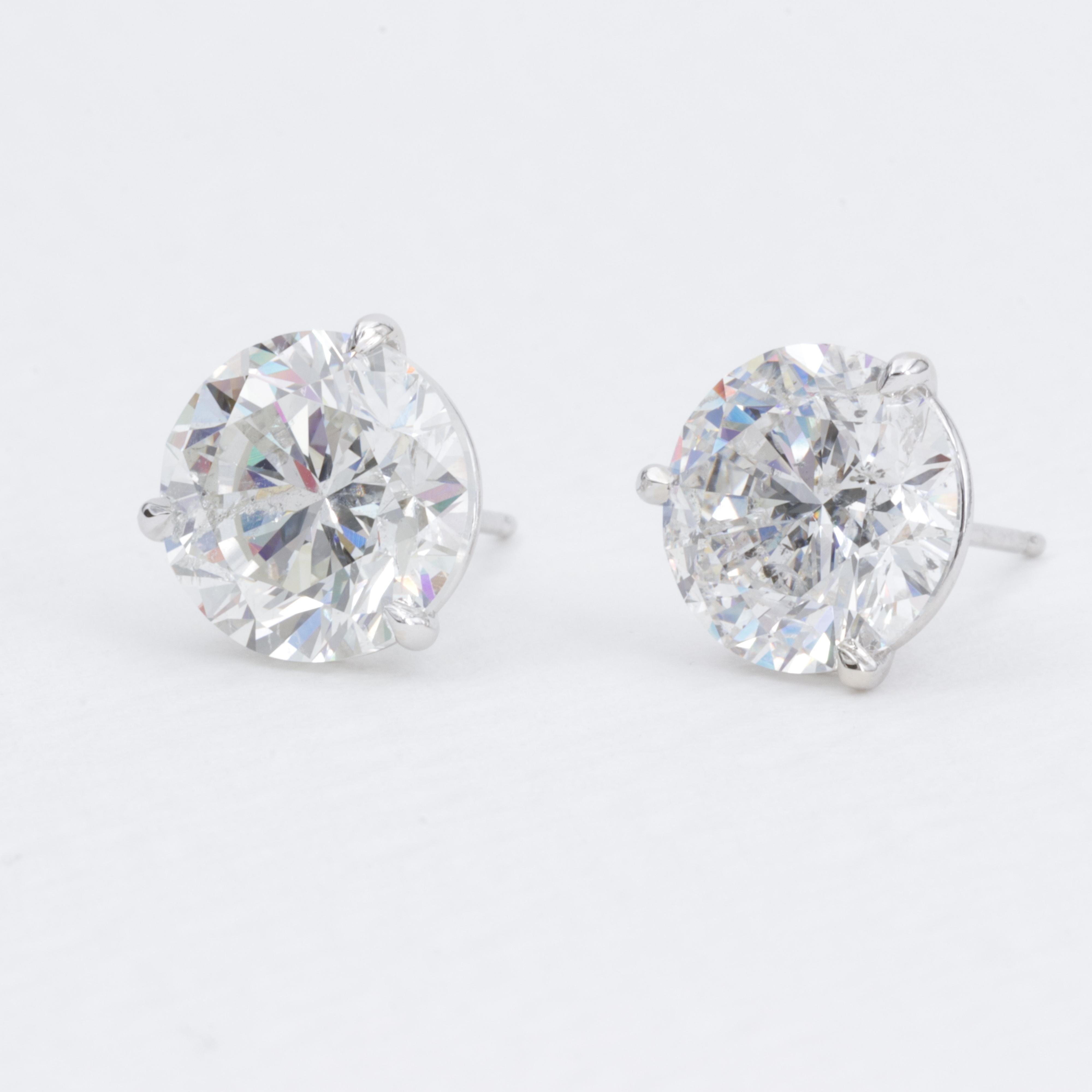 7.50 Carat GIA Natural Diamond Stud Earrings in White Gold 4 Prong Settings For Sale 1